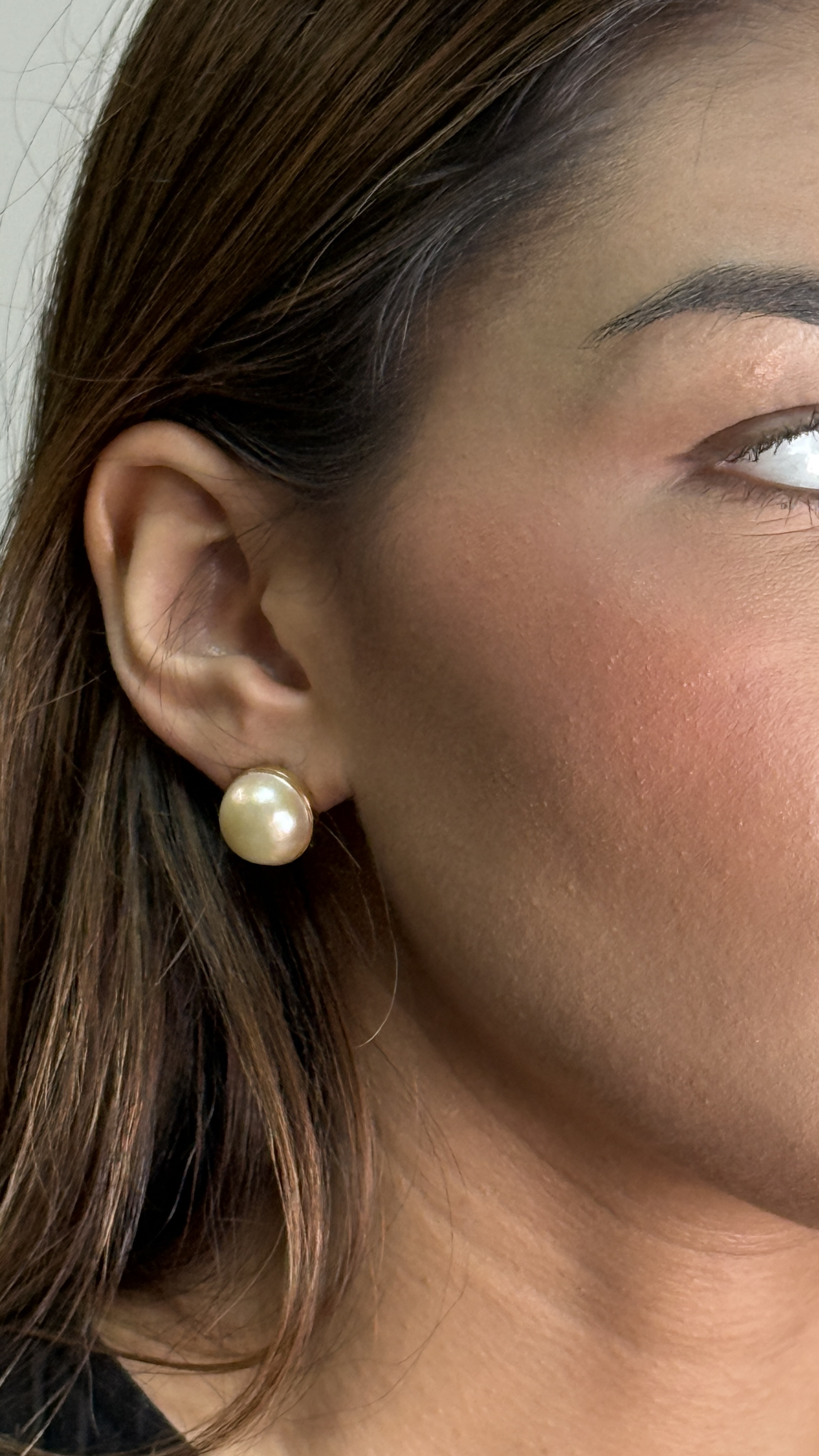 Aretes de Medias Perlas 14.4 mm Oro 14kt 