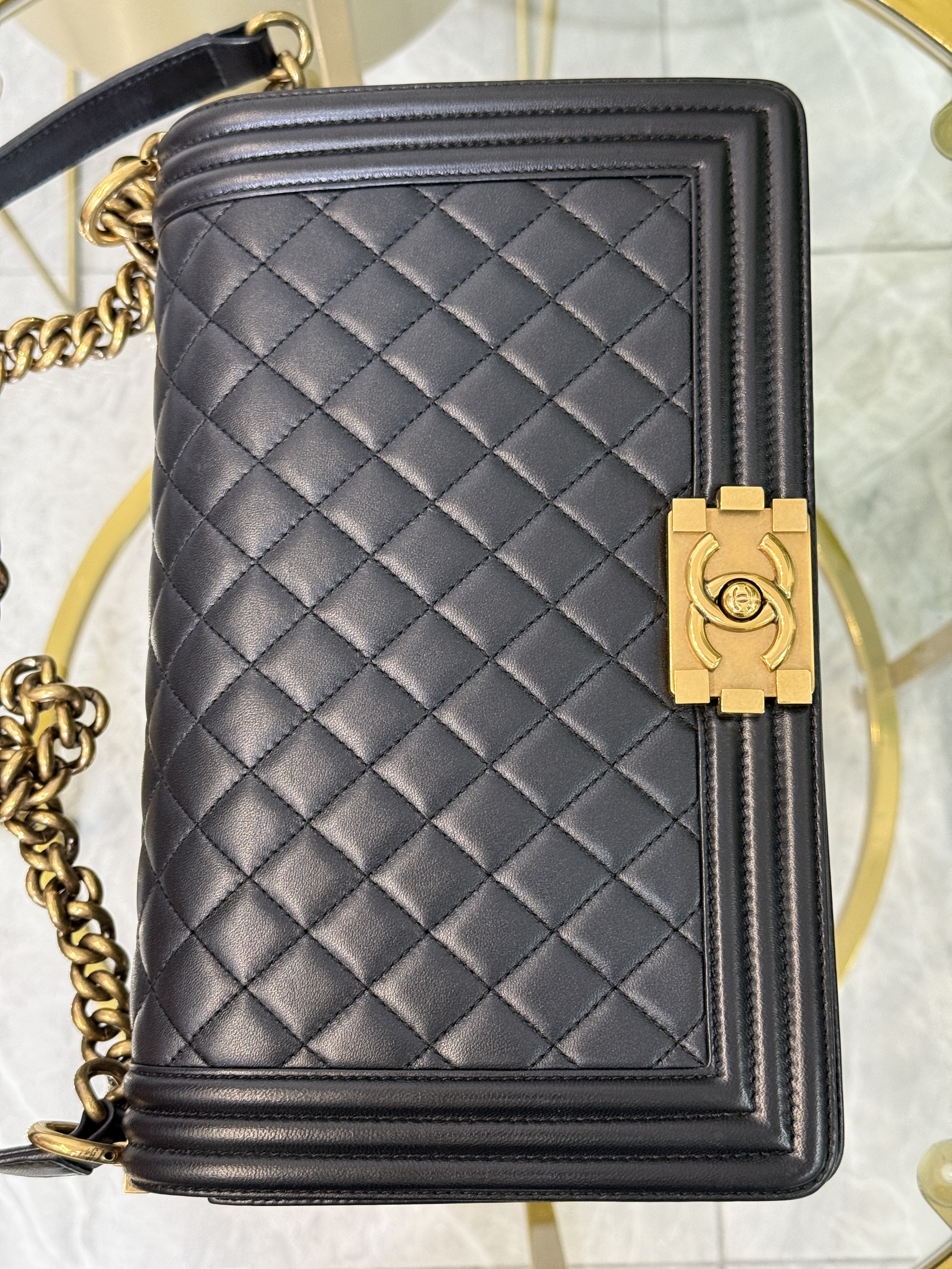 Chanel Boy Mediano Negro 