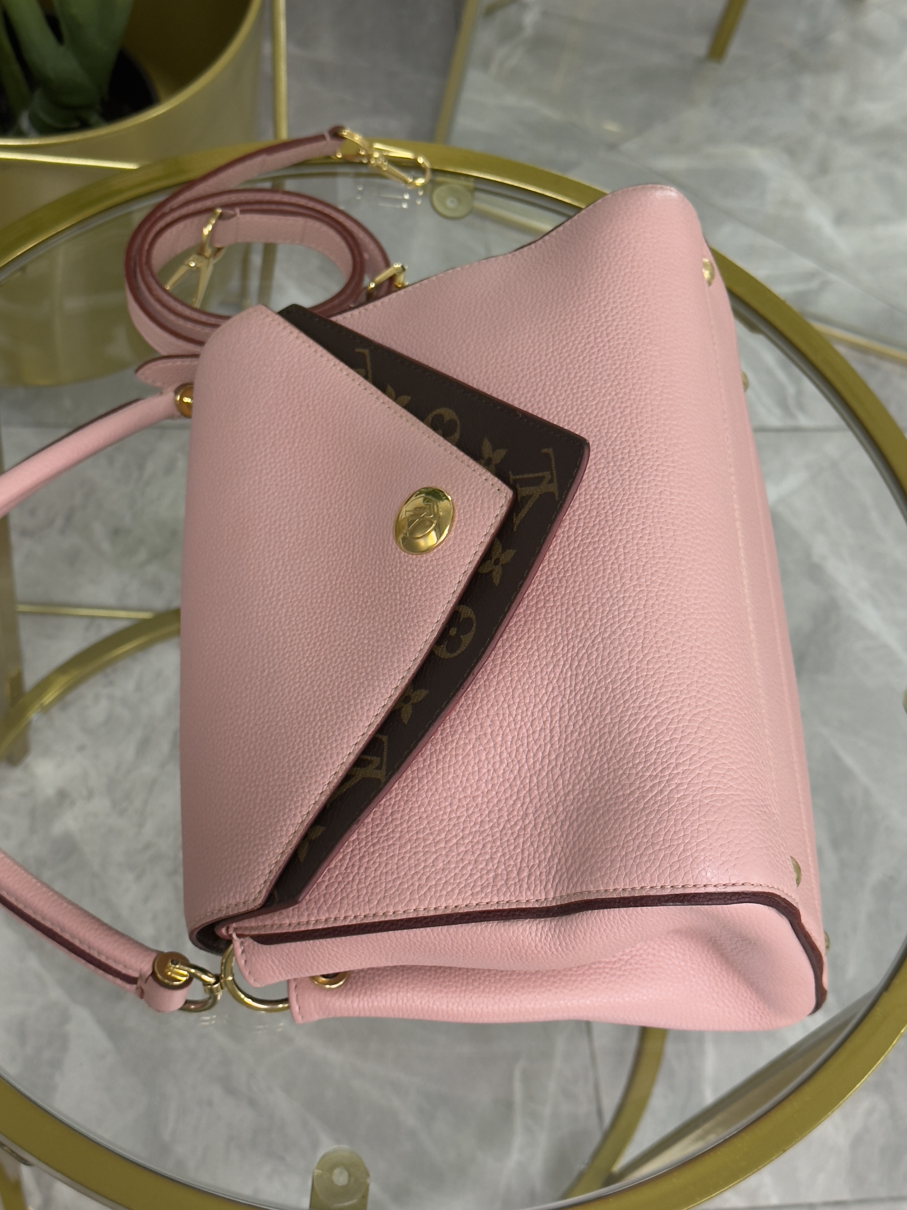 Louis Vuitton Crossbody/Tote Piel Rosa y Monogram 