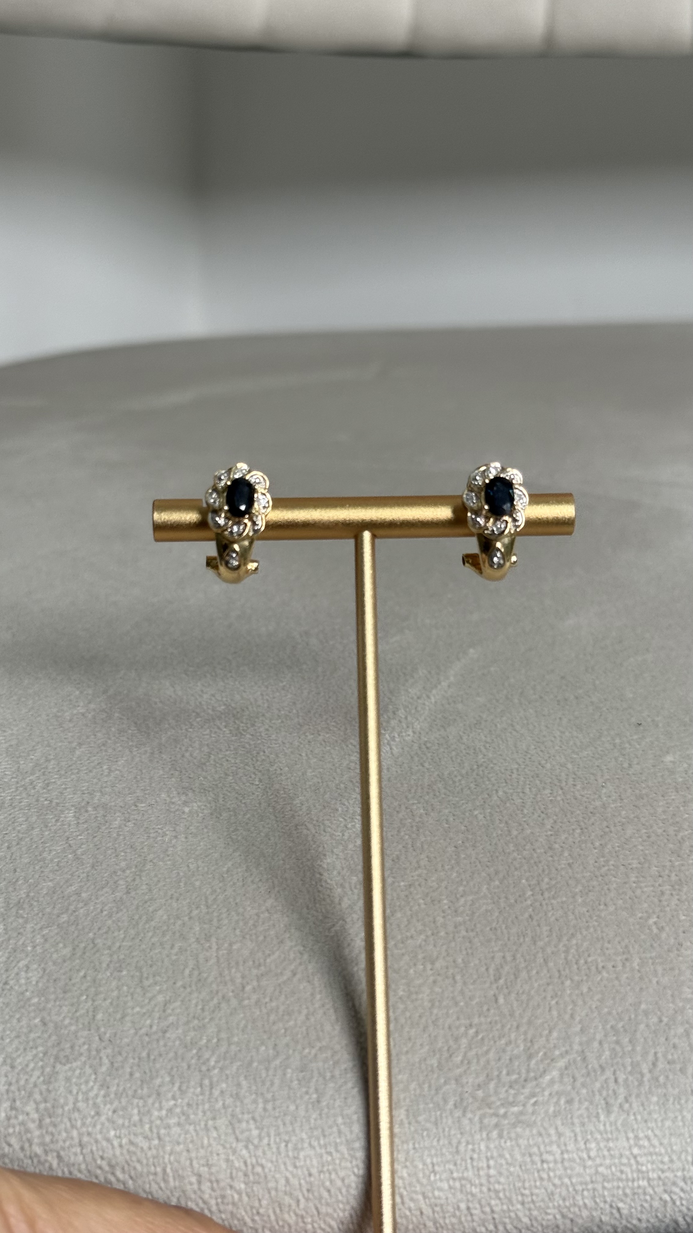 Pendientes de oro 14kt con diamantes y zafiros
