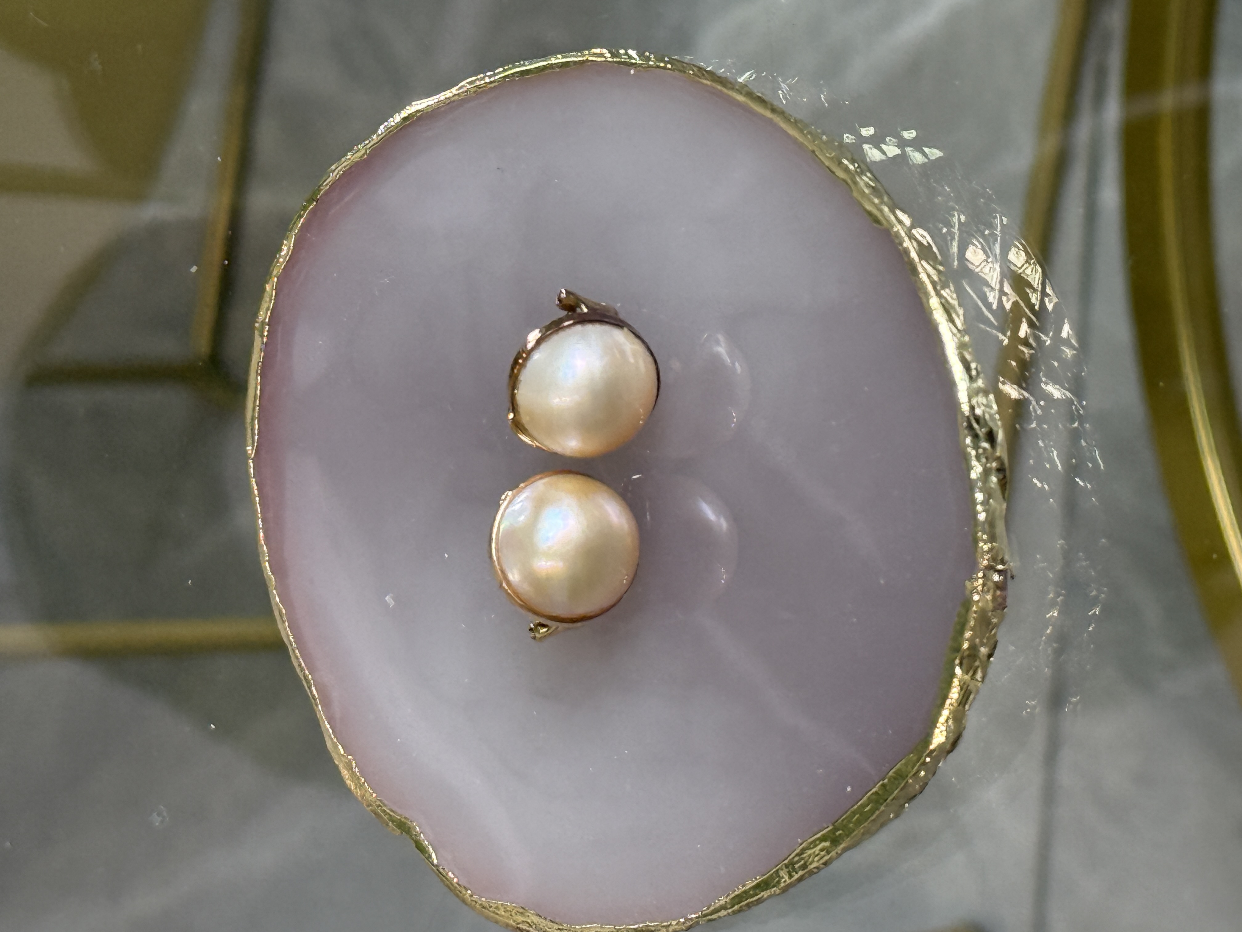 Aretes de Medias Perlas 14.4 mm Oro 14kt 