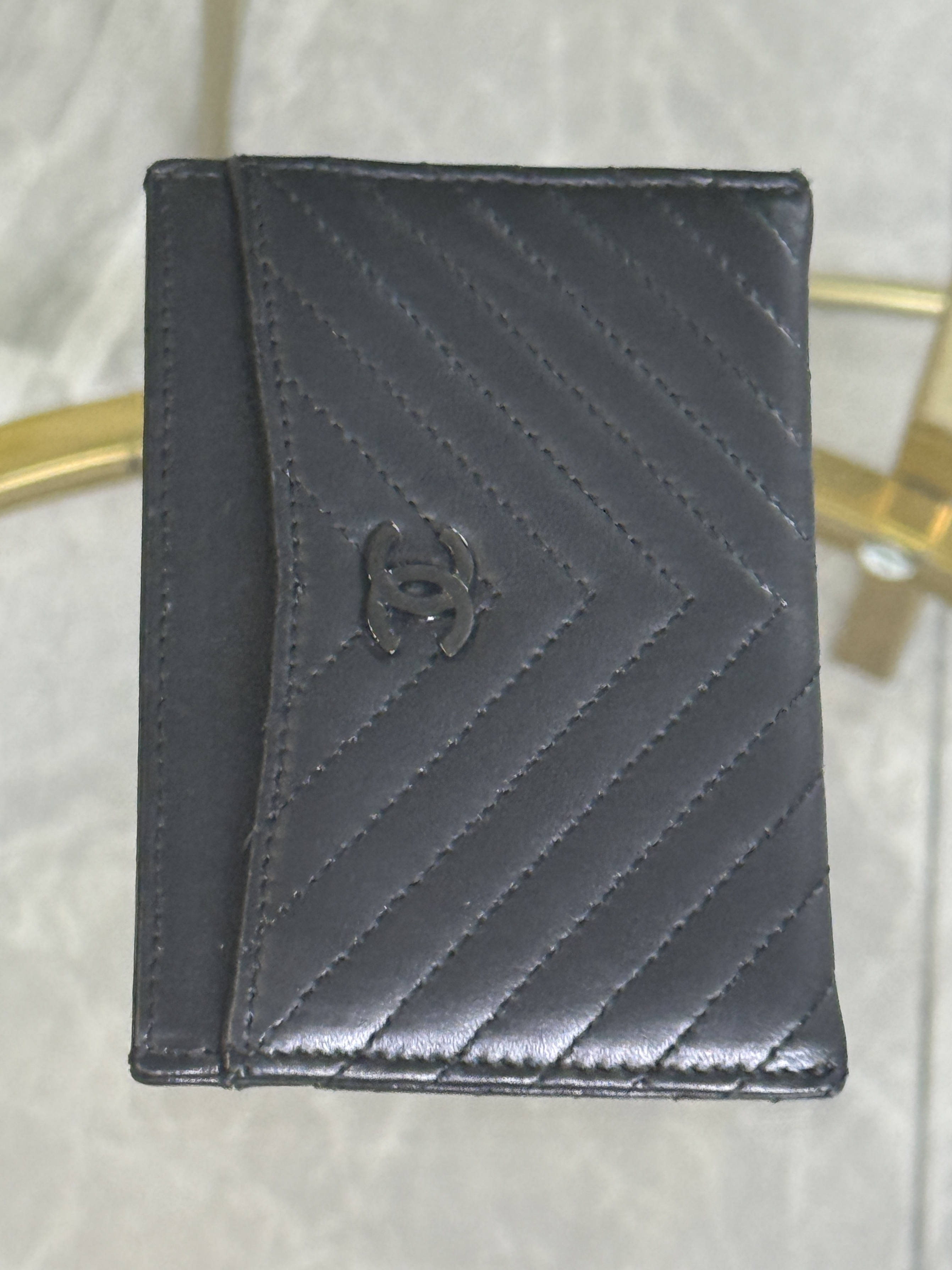 Chanel Tarjetero Piel Chevron Negro 