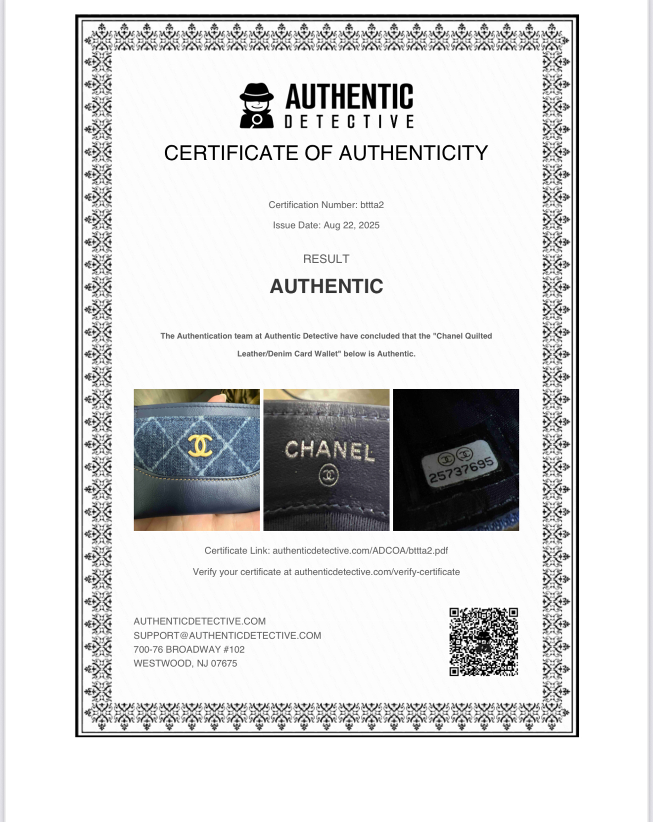 Chanel Tarjetero Denim con Piel