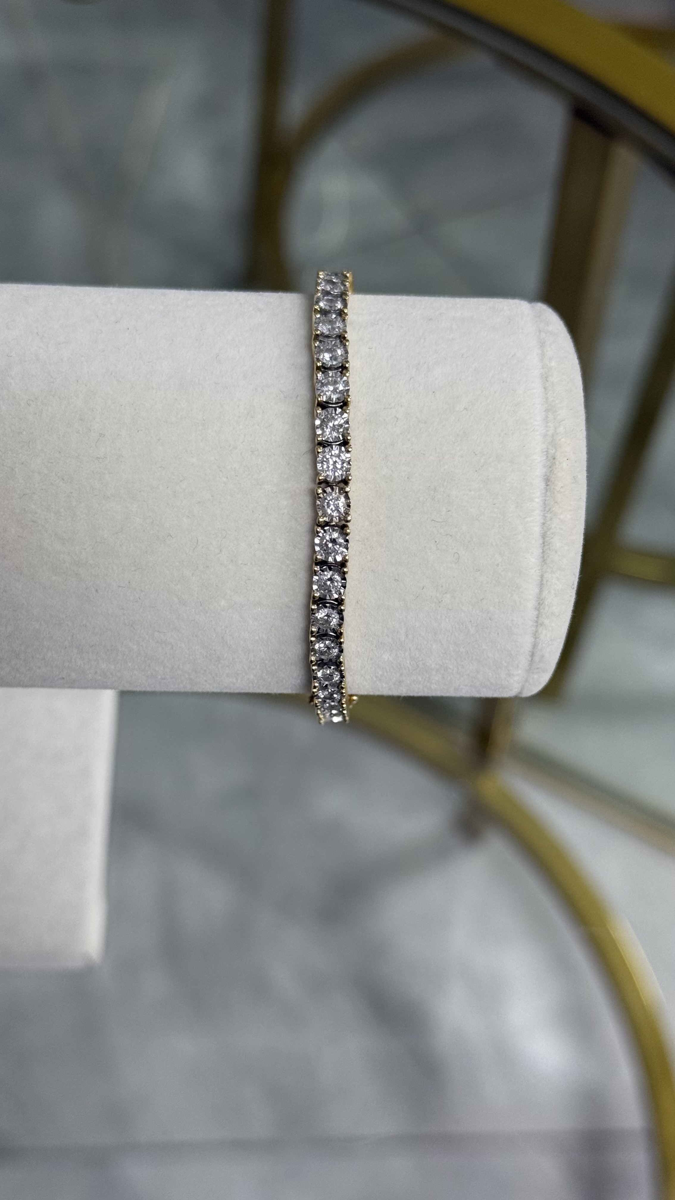 Pulsera Tenis Oro Amarillo 14kt y Diamantes 