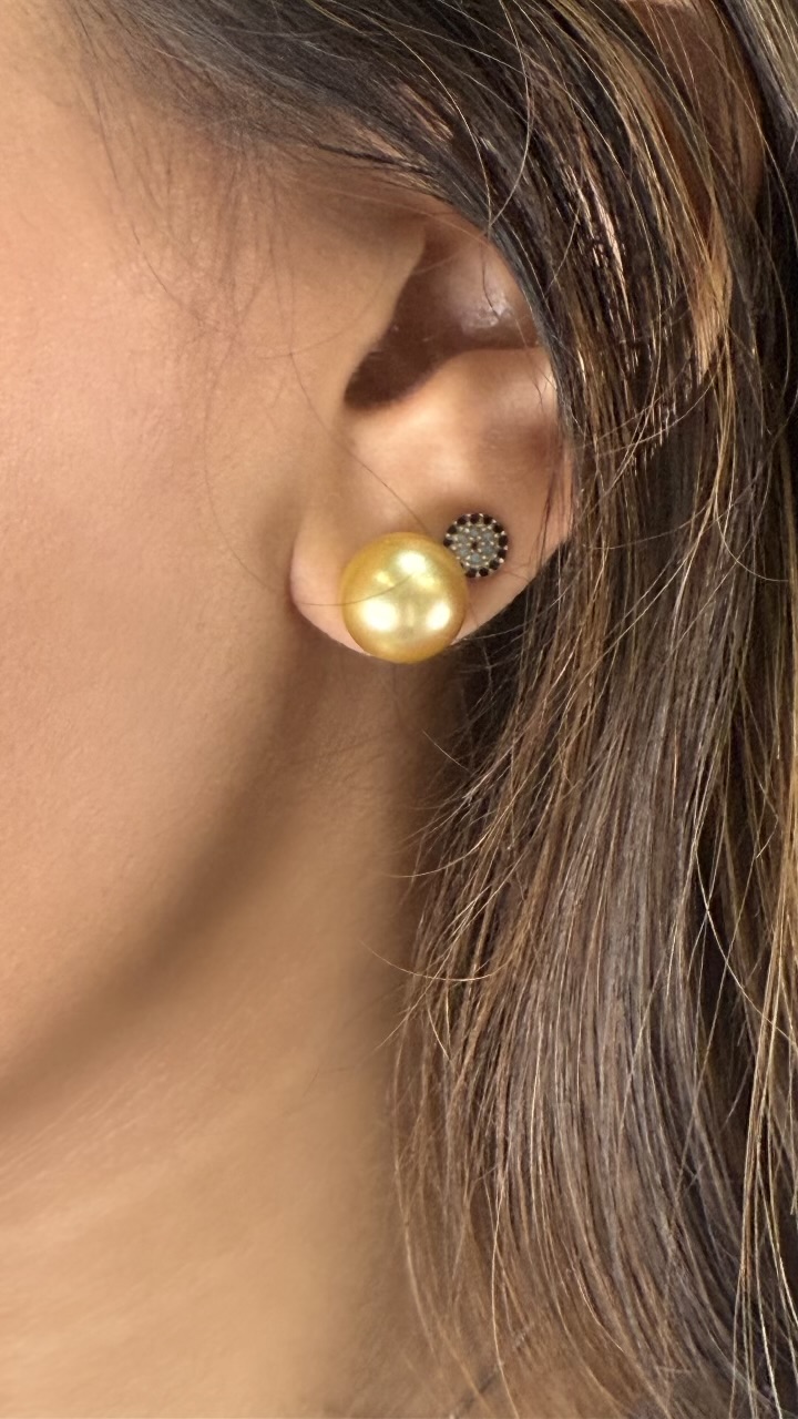 Aretes Perlas South Sea Oro 18k