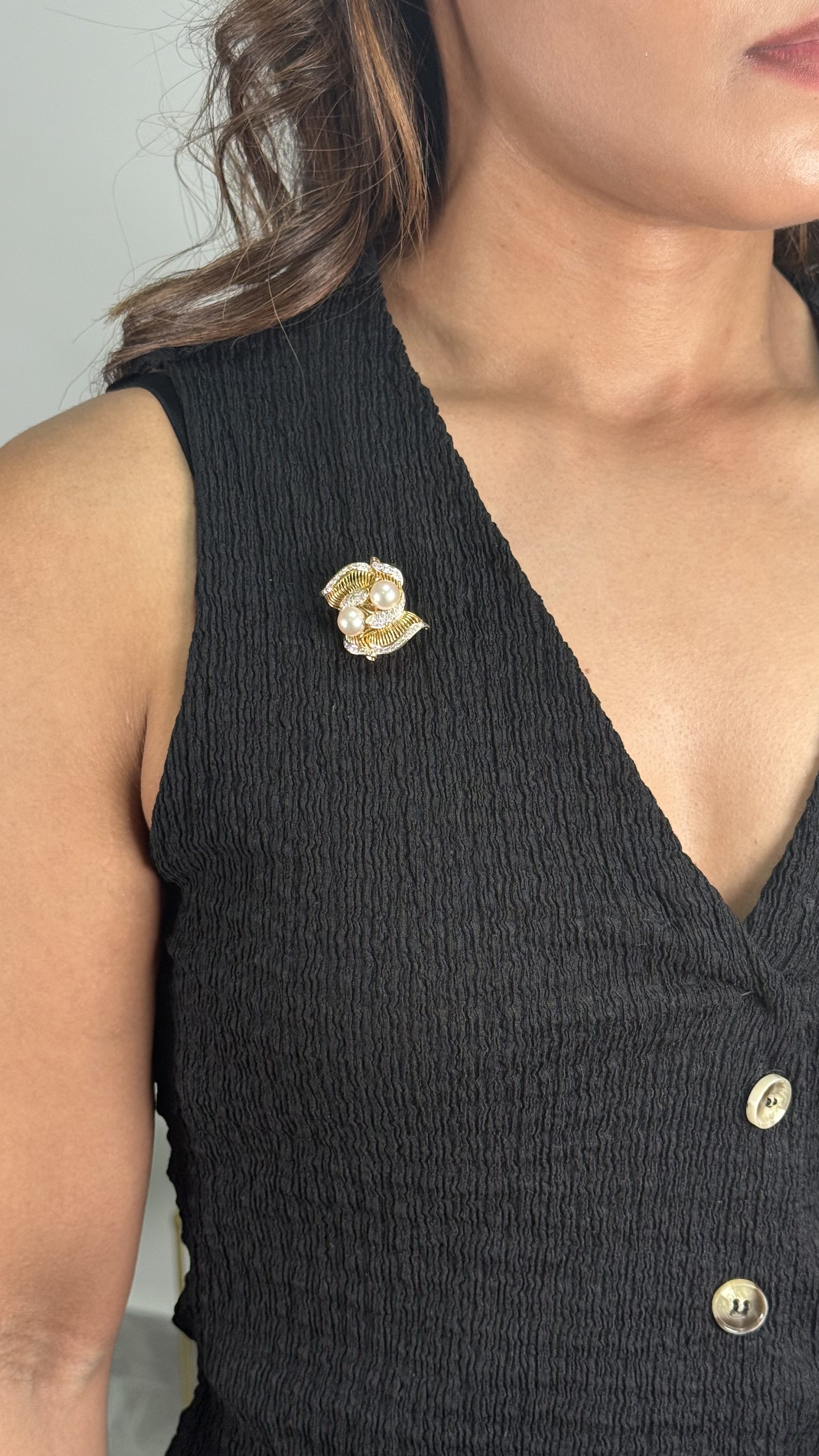 Collar de perlas oro 18kt diamantes 