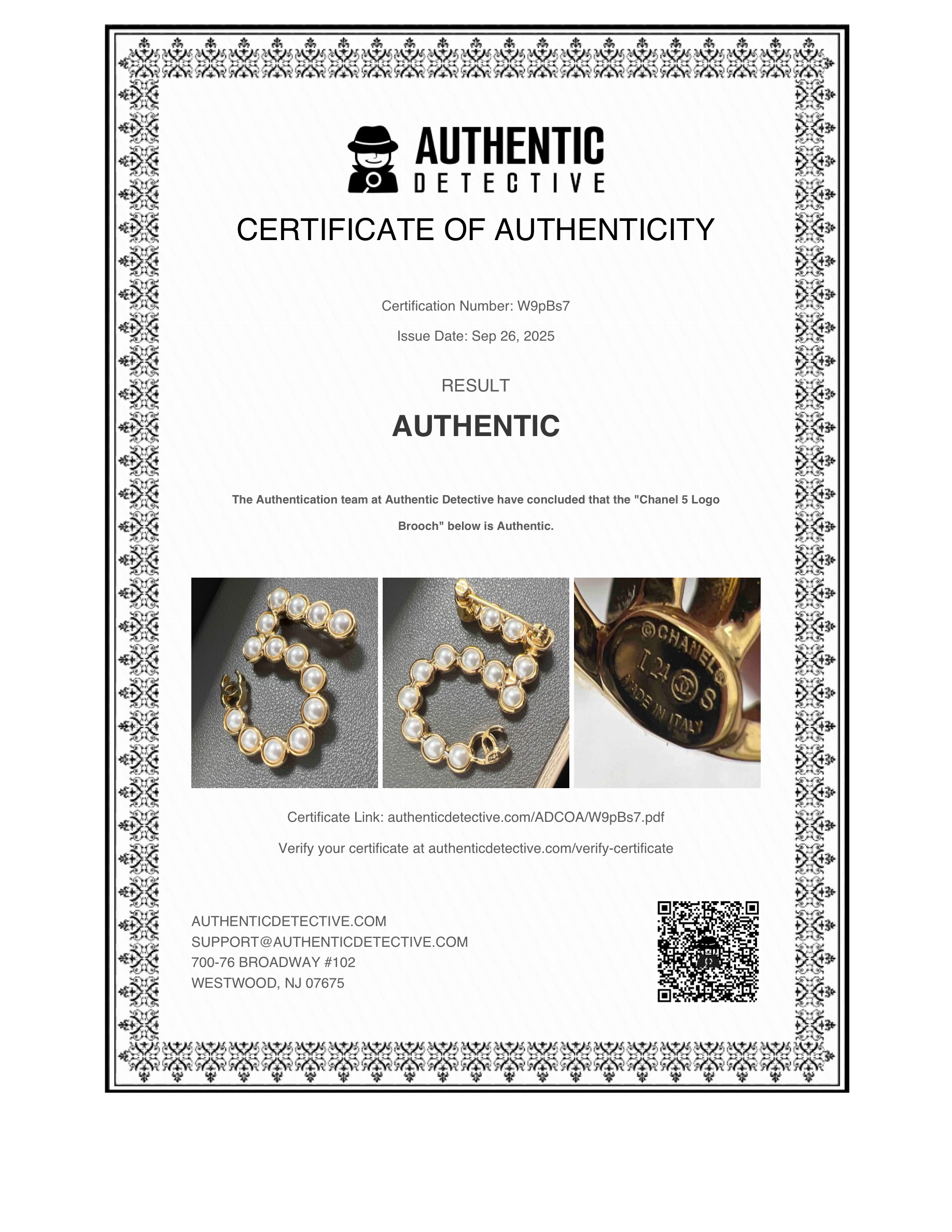 Chanel Prendedor con Perlas