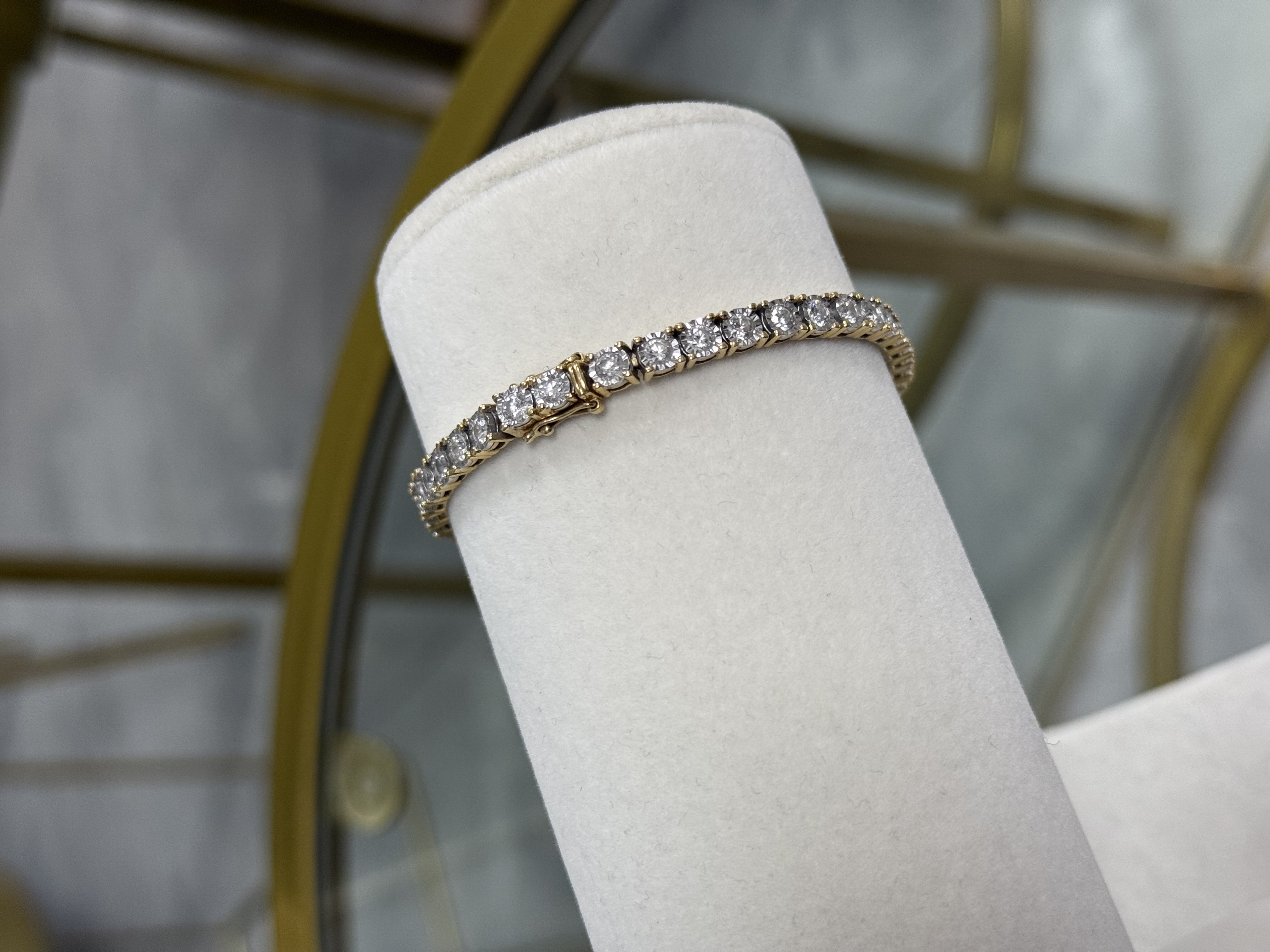 Pulsera Tenis Oro Amarillo 14kt y Diamantes 