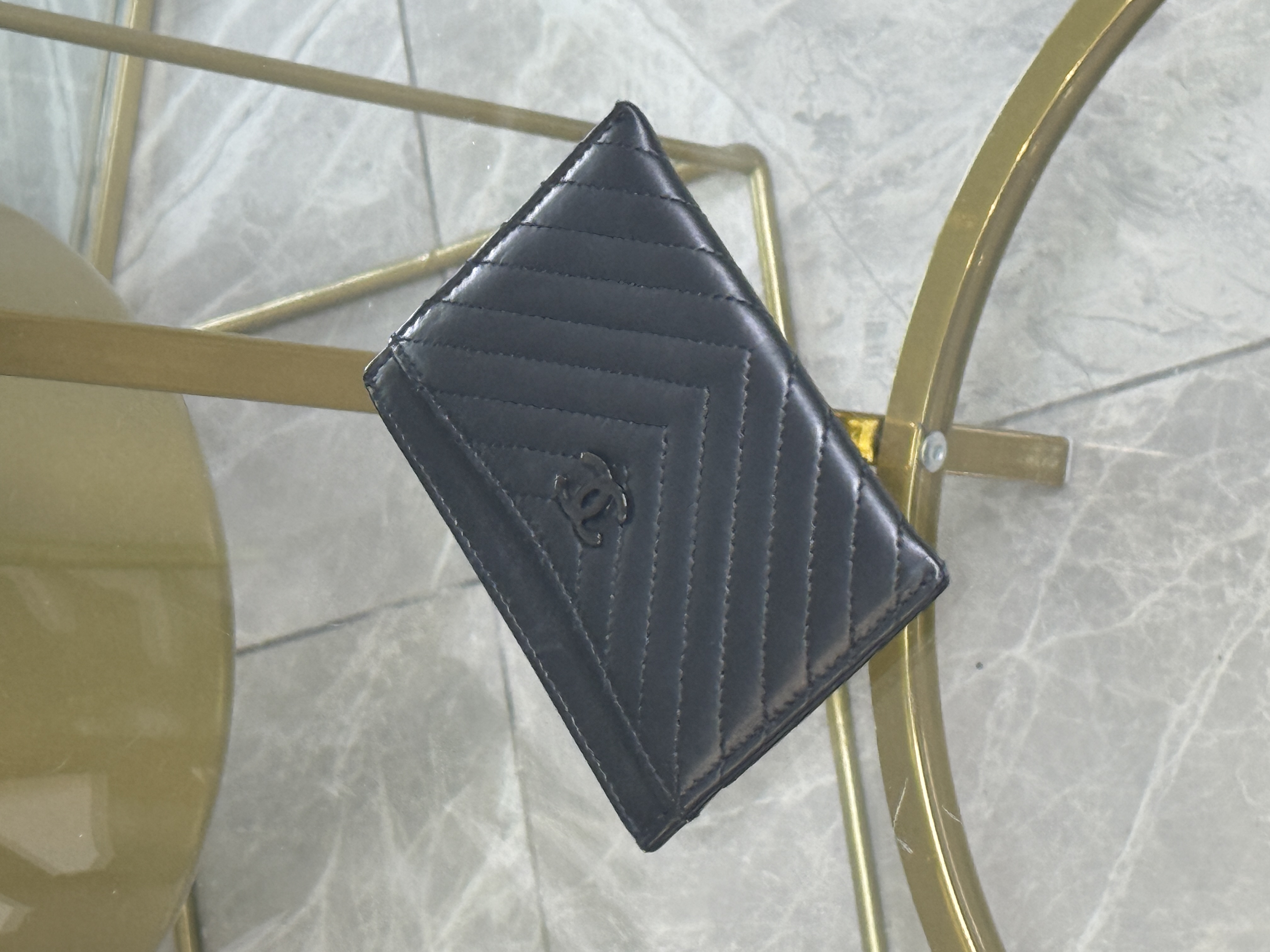 Chanel Tarjetero Piel Chevron Negro 