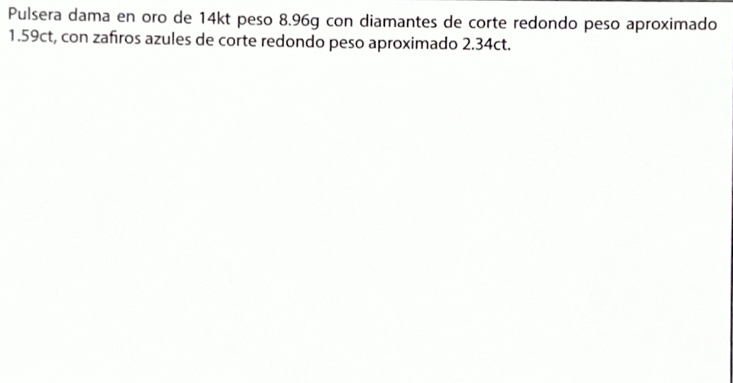 Pulsera Oros 14kt, zafiros y diamantes 