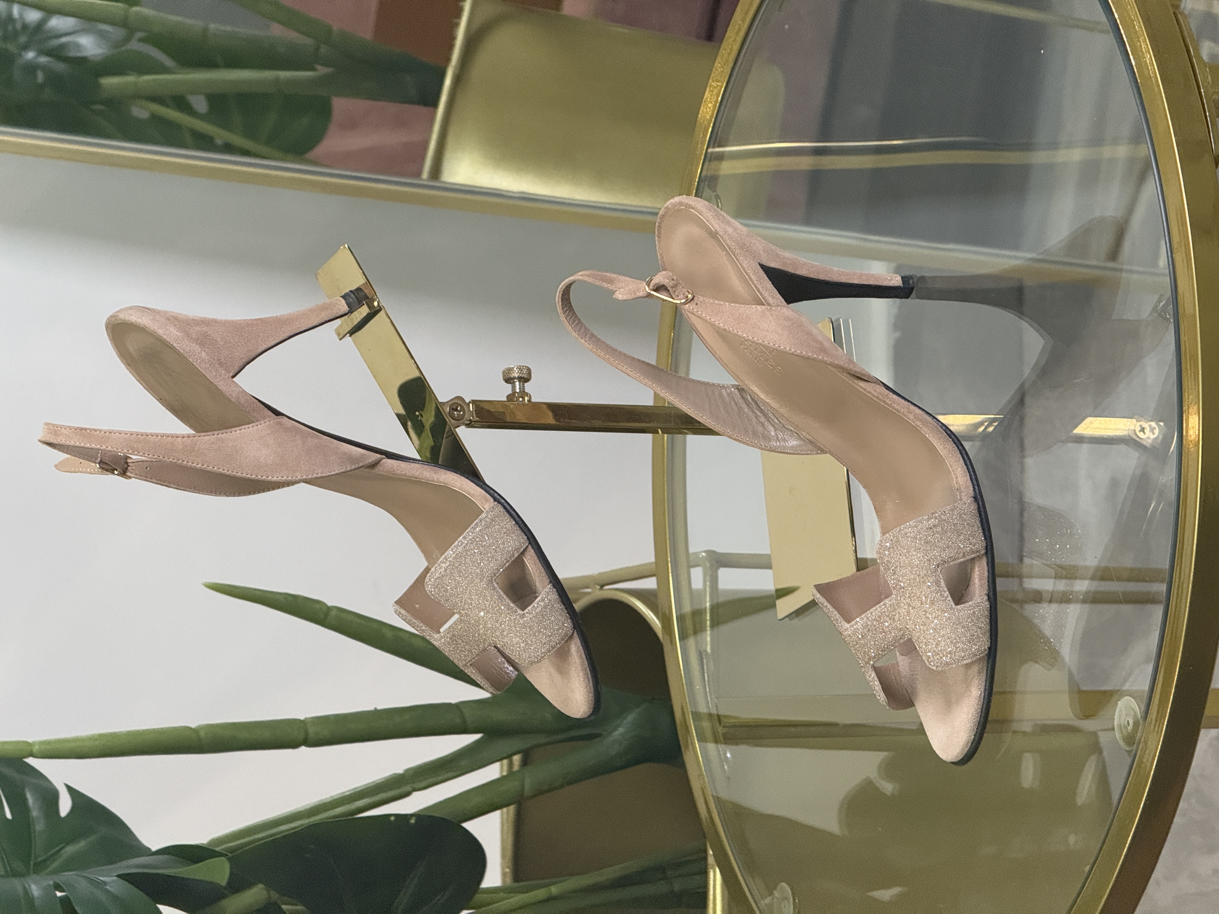 Hermes H Sandals  Glitter Talla 39 (8.5) Tacón Mediano