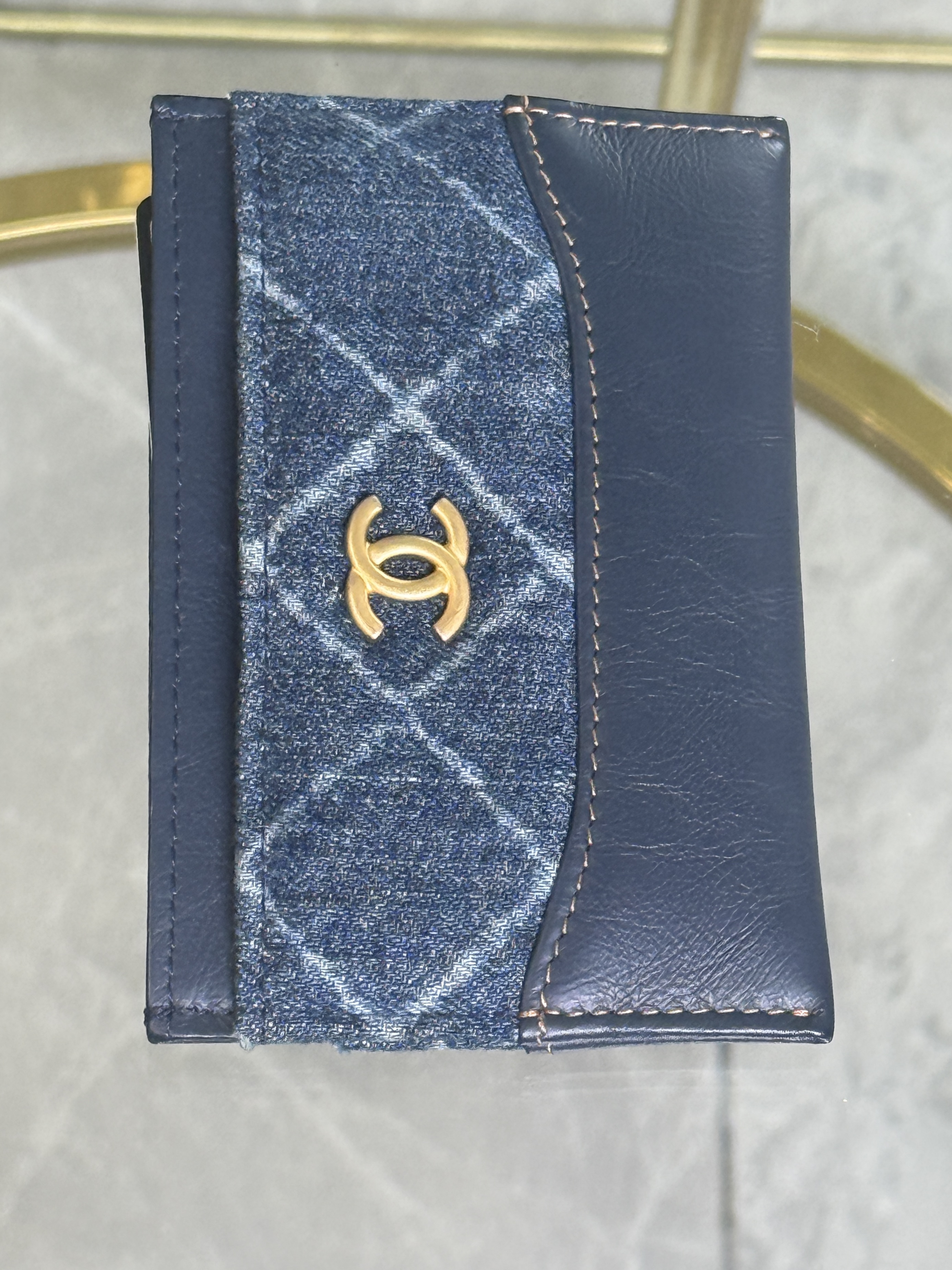 Chanel Tarjetero Denim con Piel