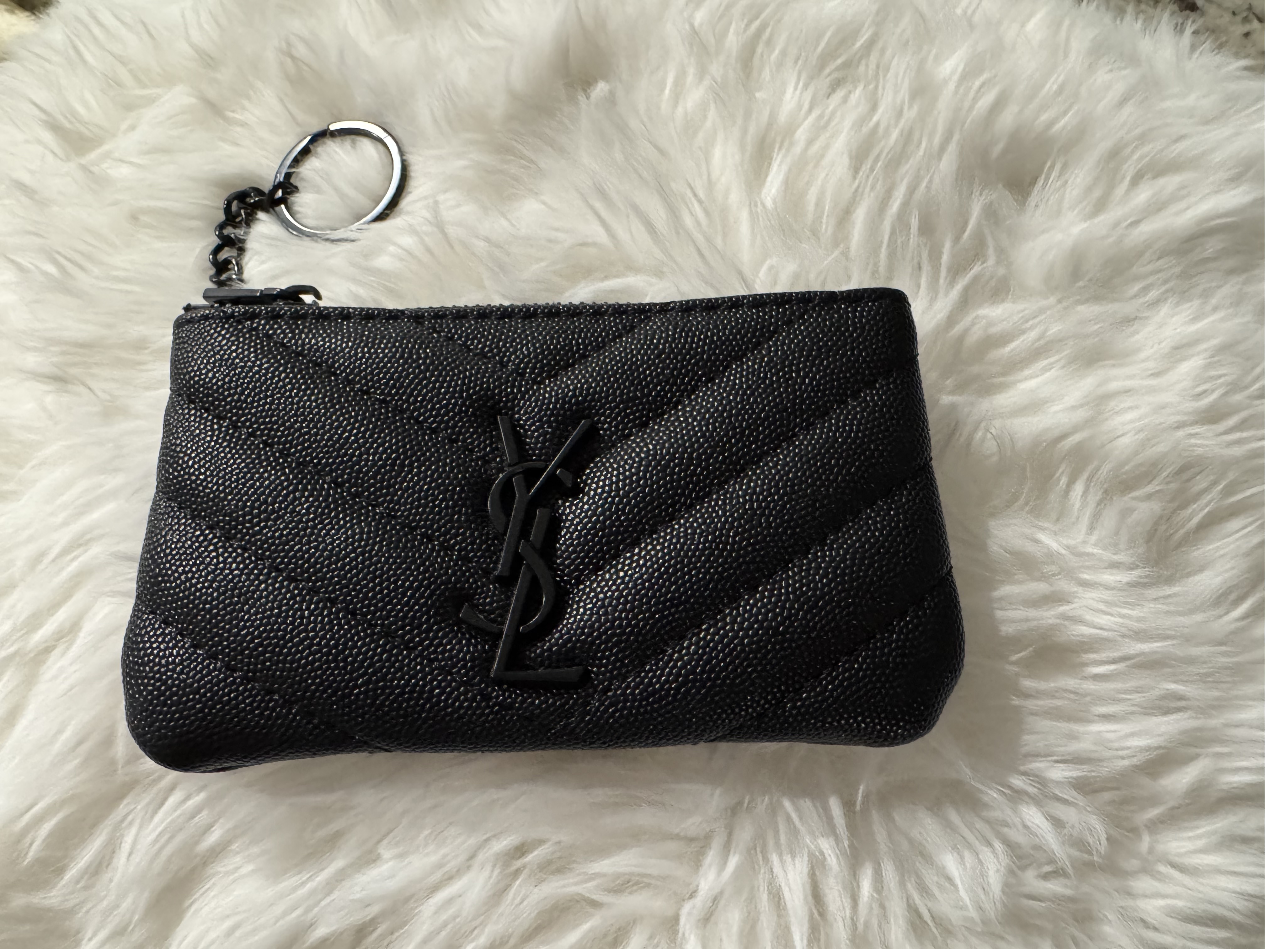 YSL Inspired Black Leather Zipper Keychain