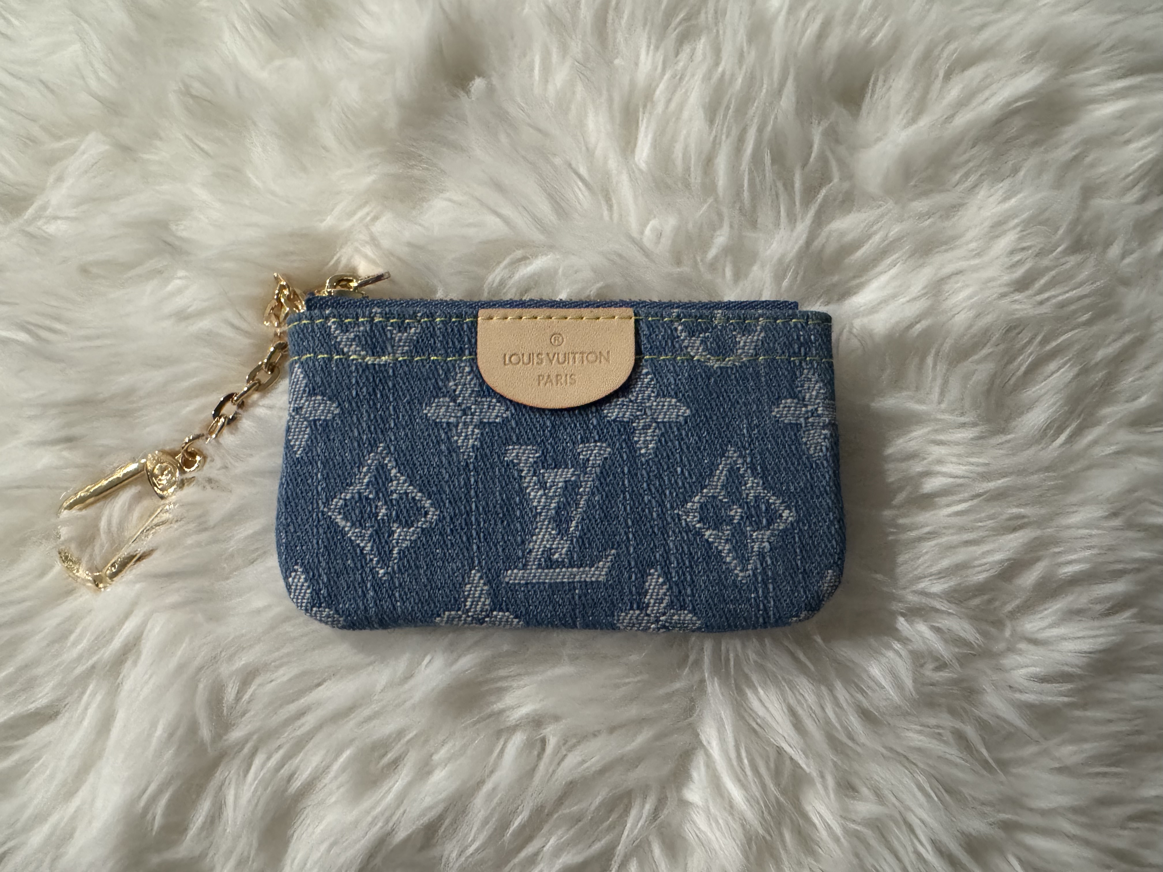 LV Inspired Denim Keychain Pouch