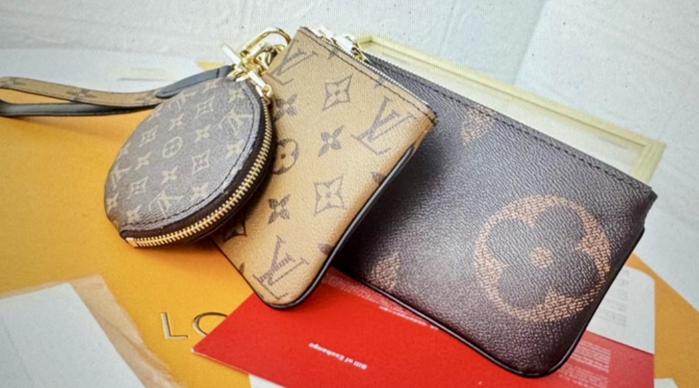 LV Inspired Trio Pouch Monogram Wristlet