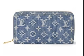 LV Inspired Denim Blue Zipper Wallet