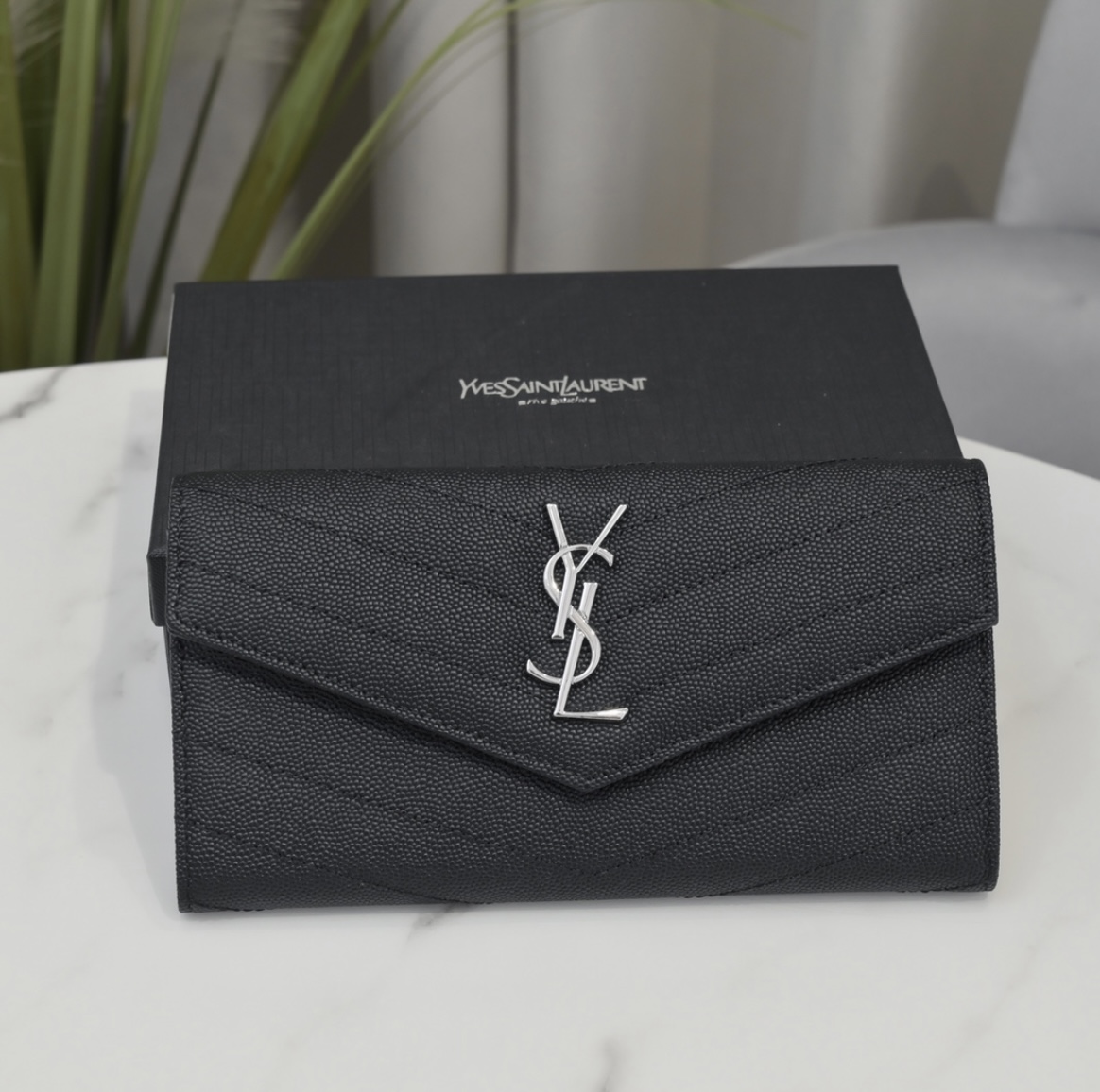YSL Inspired Black Leather Wallet