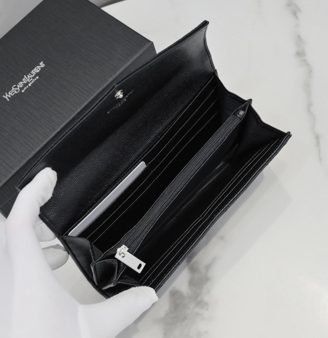 YSL Inspired Black Leather Wallet