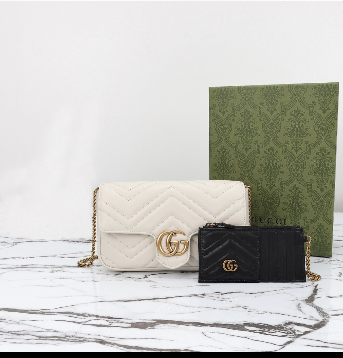 GG Inspired Elegant White Leather Handbag