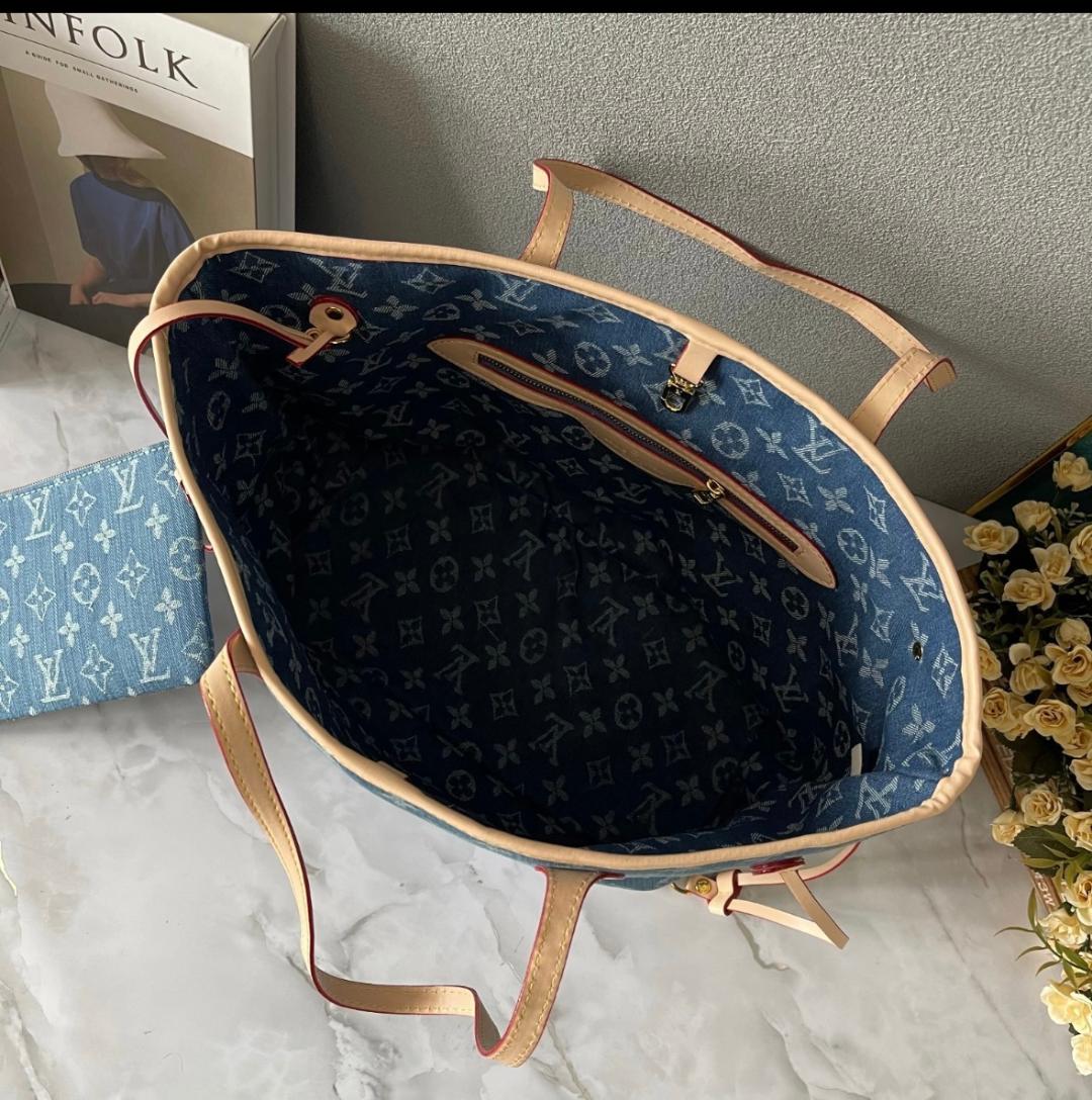LV Inspired Blue Monogram Tote Bag Set