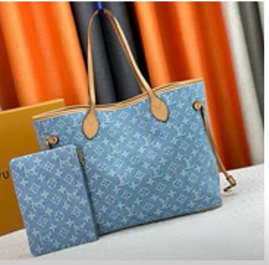LV Inspired Blue Monogram Tote Bag Set