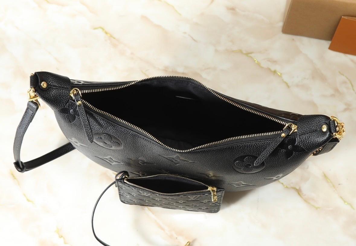 LV Inspired Black Leather Shoulder Bag