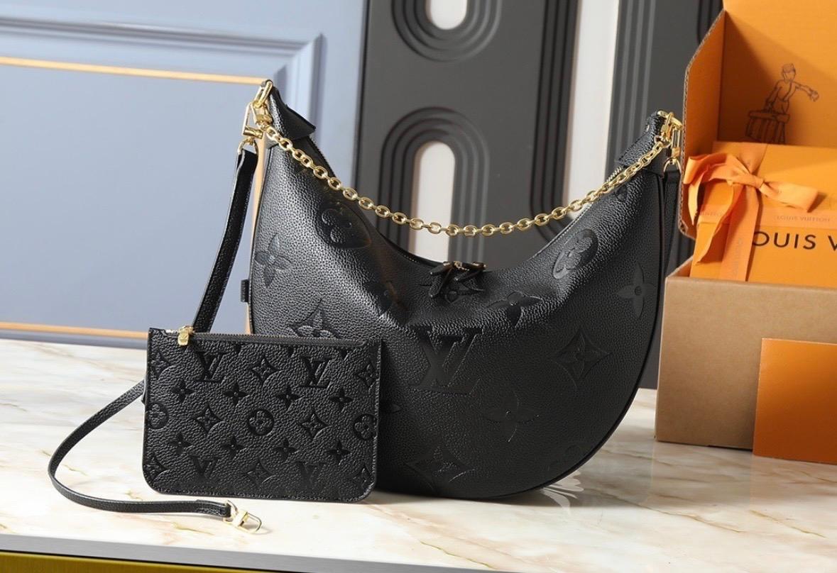 LV Inspired Black Leather Shoulder Bag