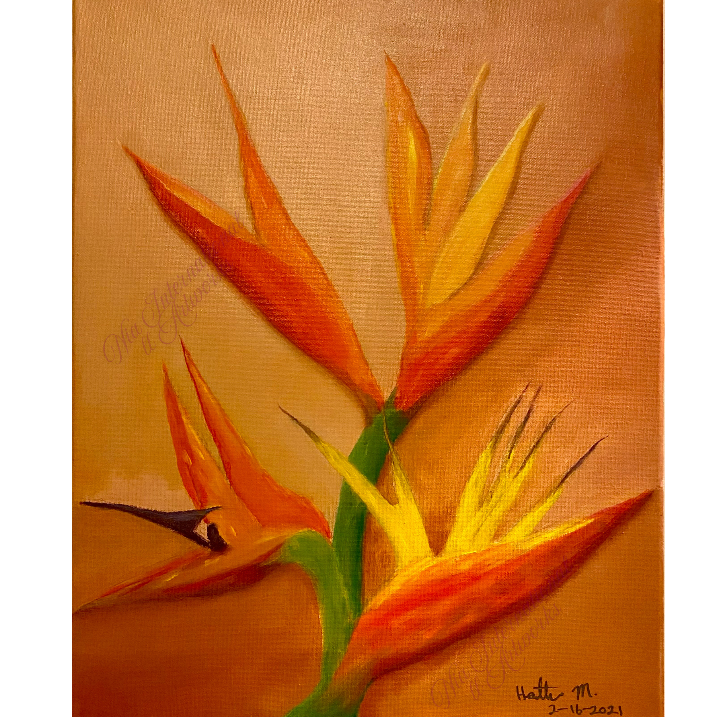 Birds of Paradise Oil Painting