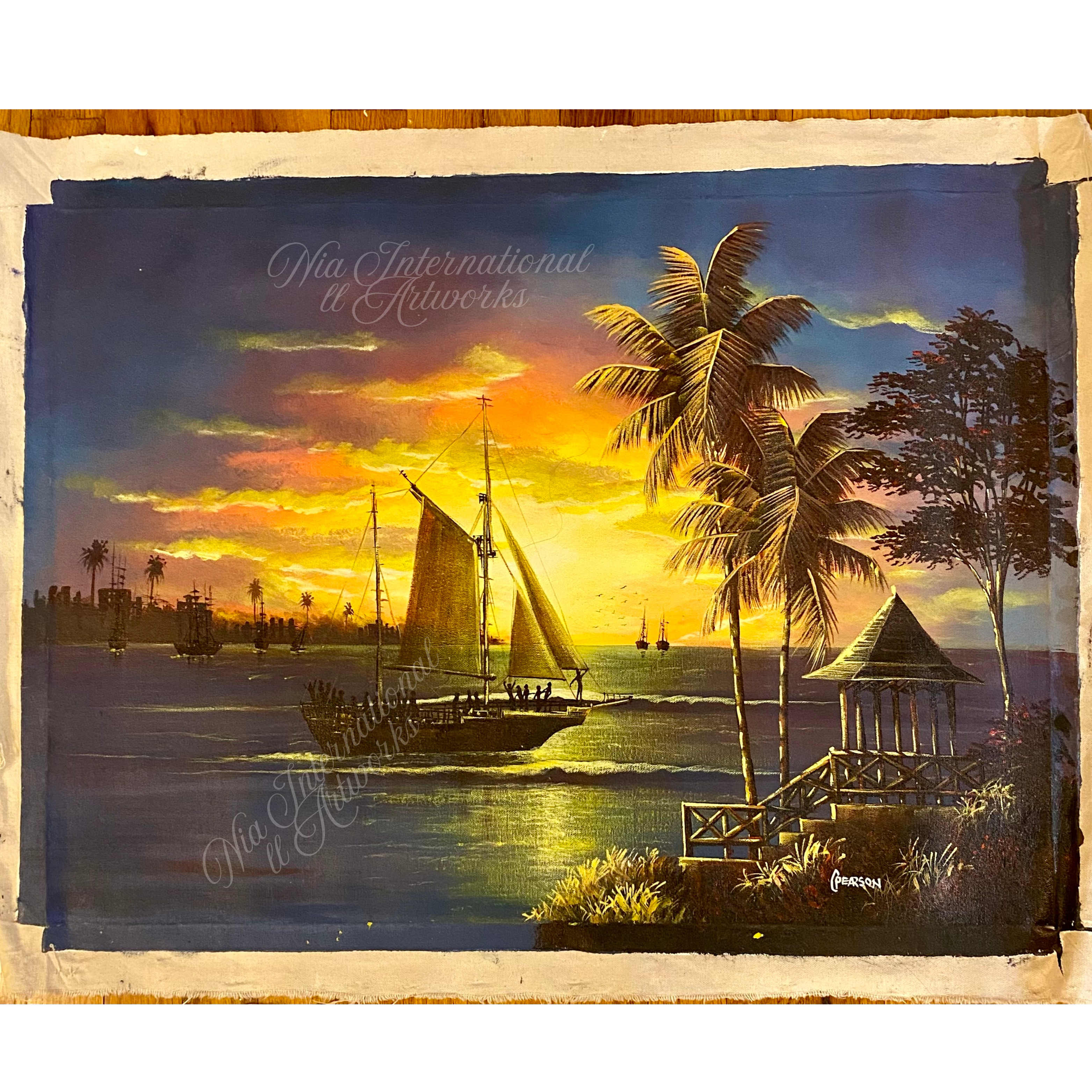 Sunset Sailboat  Oil Painting