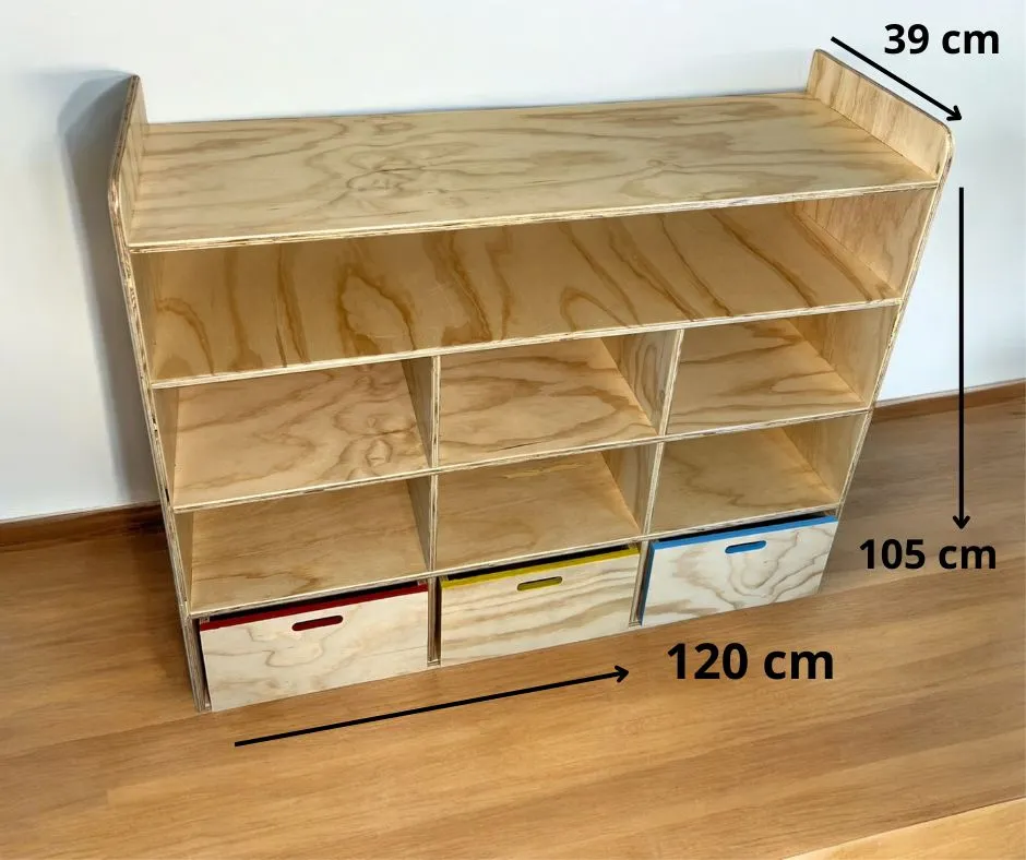 Juguetero/ Organizador De Madera Barnizado Cut Art Kids