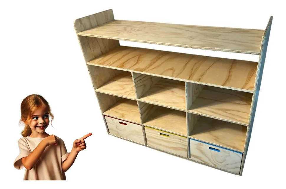 Juguetero/ Organizador De Madera Barnizado Cut Art Kids