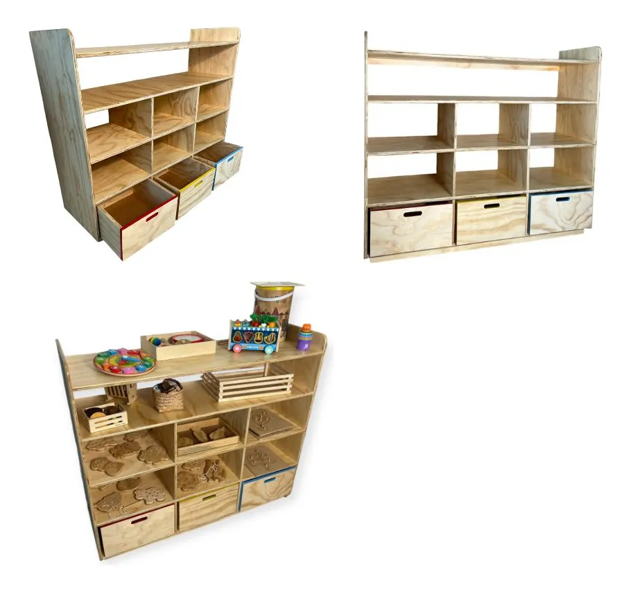 Juguetero/ Organizador De Madera Barnizado Cut Art Kids