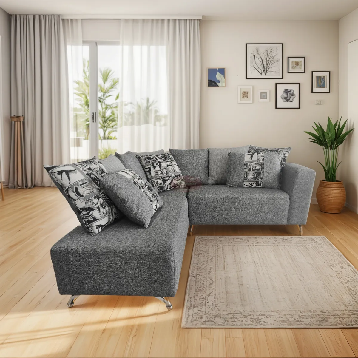 JUEGO DE Sala En L De 2 Piezas Mod. Madrid, Incluye 9 Cojines