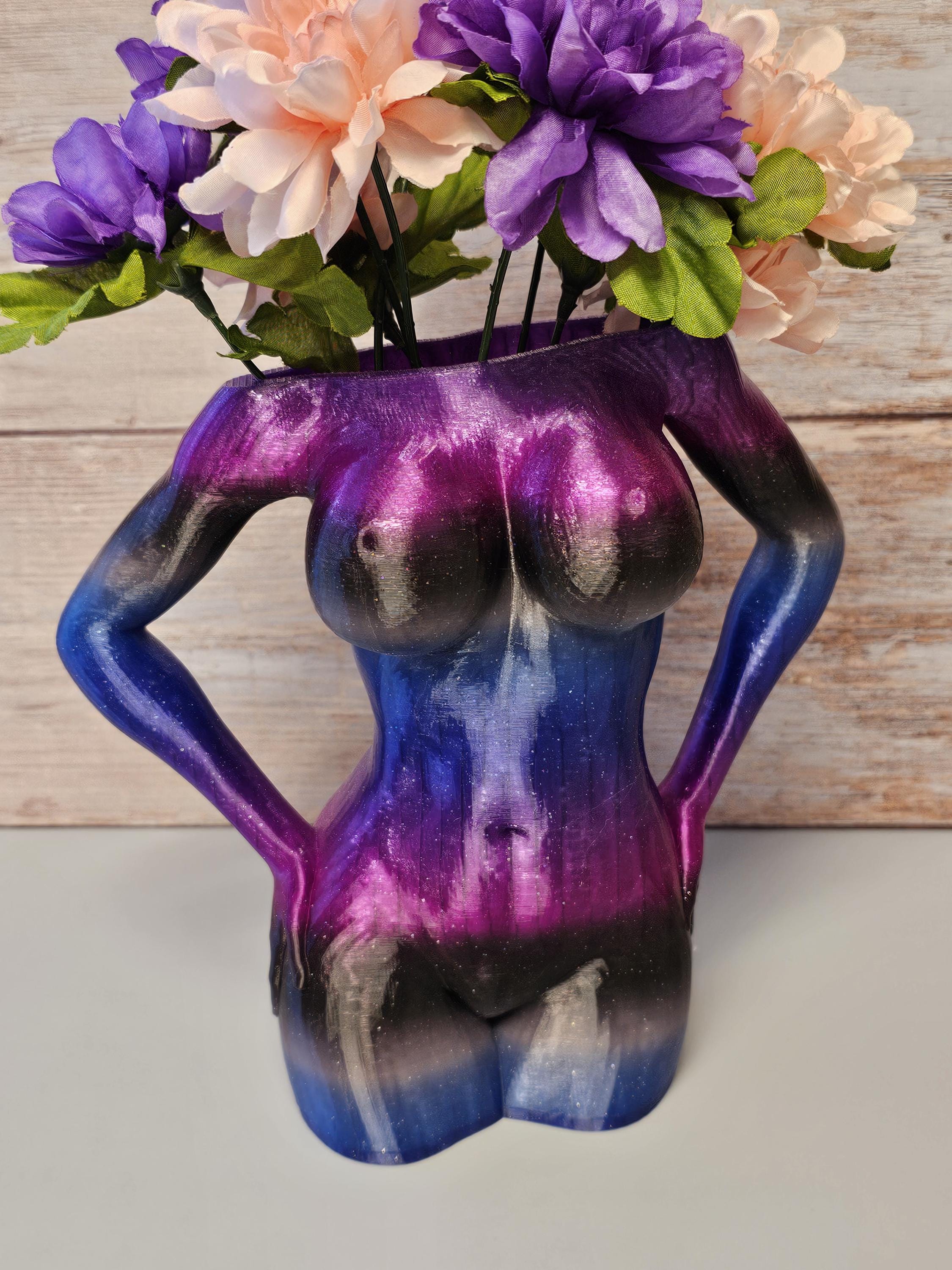 Mystic Eclipse Female Torso Vase: 3D Printed Modern Sculpture for Elegant Home Decor