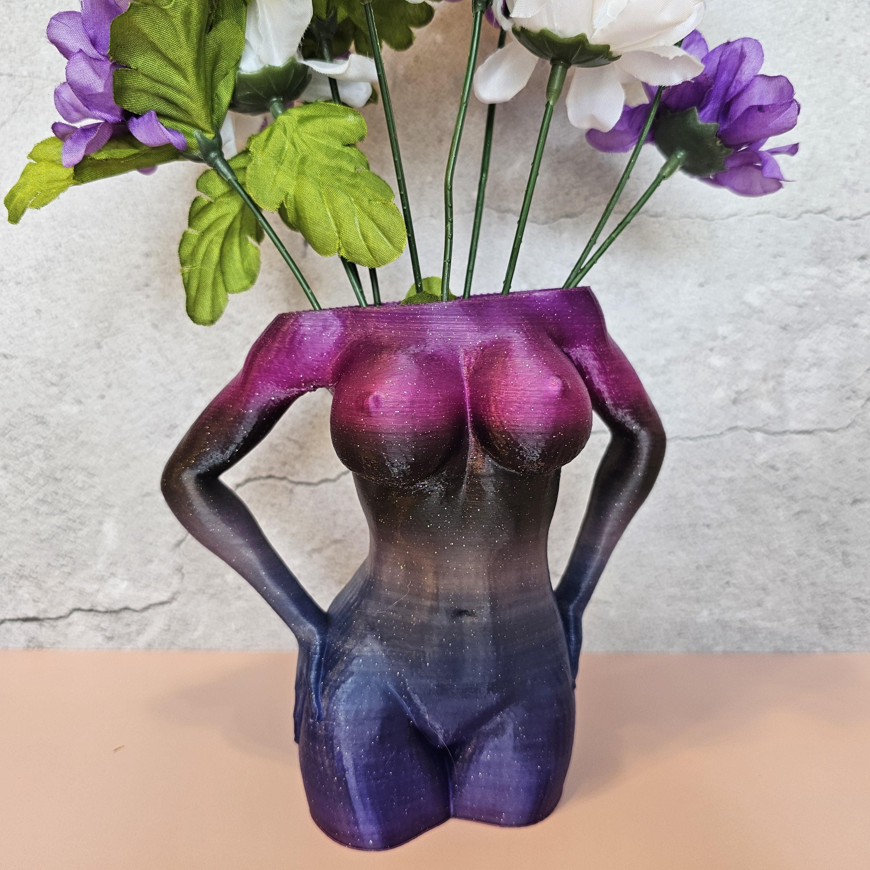 Mystic Eclipse Female Torso Vase: 3D Printed Modern Sculpture for Elegant Home Decor