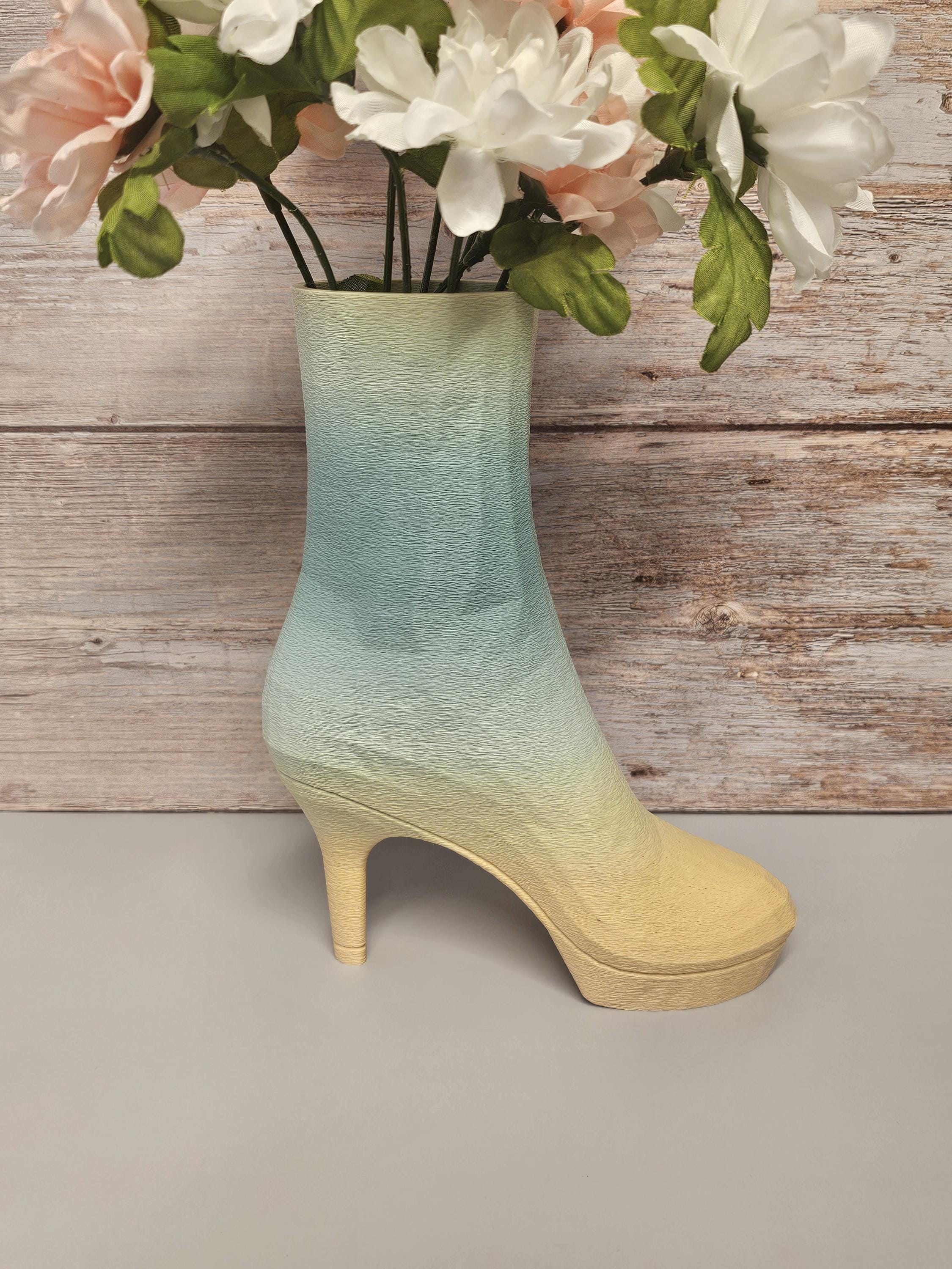 Pastel High Heel Boot Vase - 3D Printed Fashion-Inspired Statement Planter for Modern Home Decor