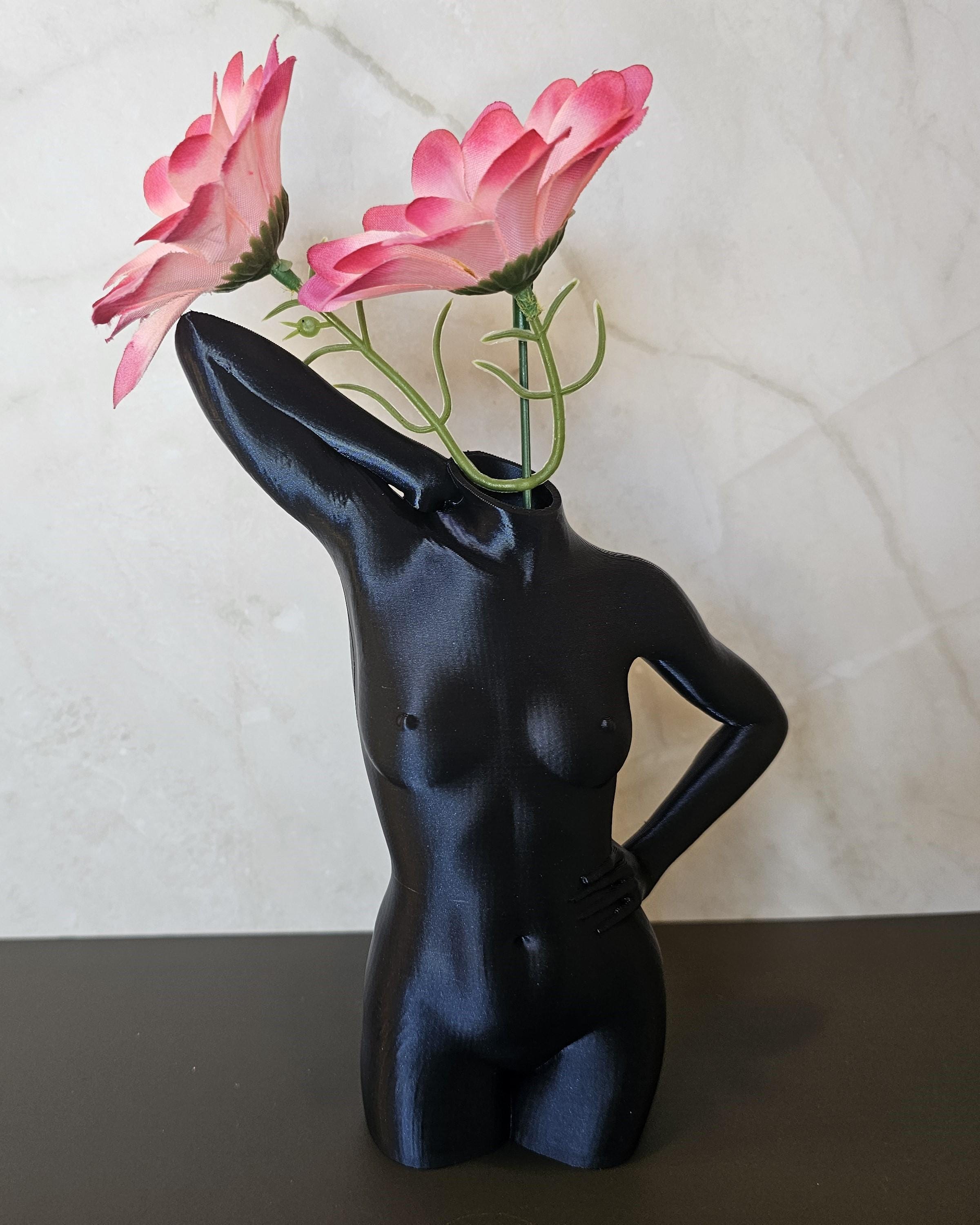 Elegant 3D Printed Female Torso Vase - Modern Midnight Blue Sculpture for Contemporary Home Decor