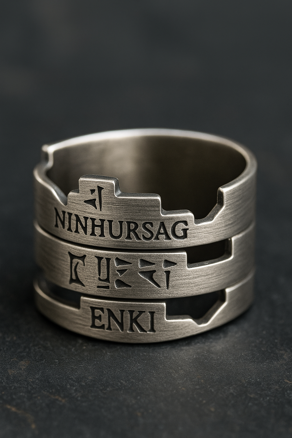 “Ziggurat Steps” Stackable Rings (Set of 3)