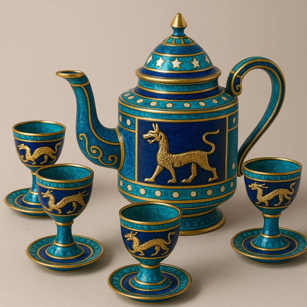Enamel of Babylon Tea Set