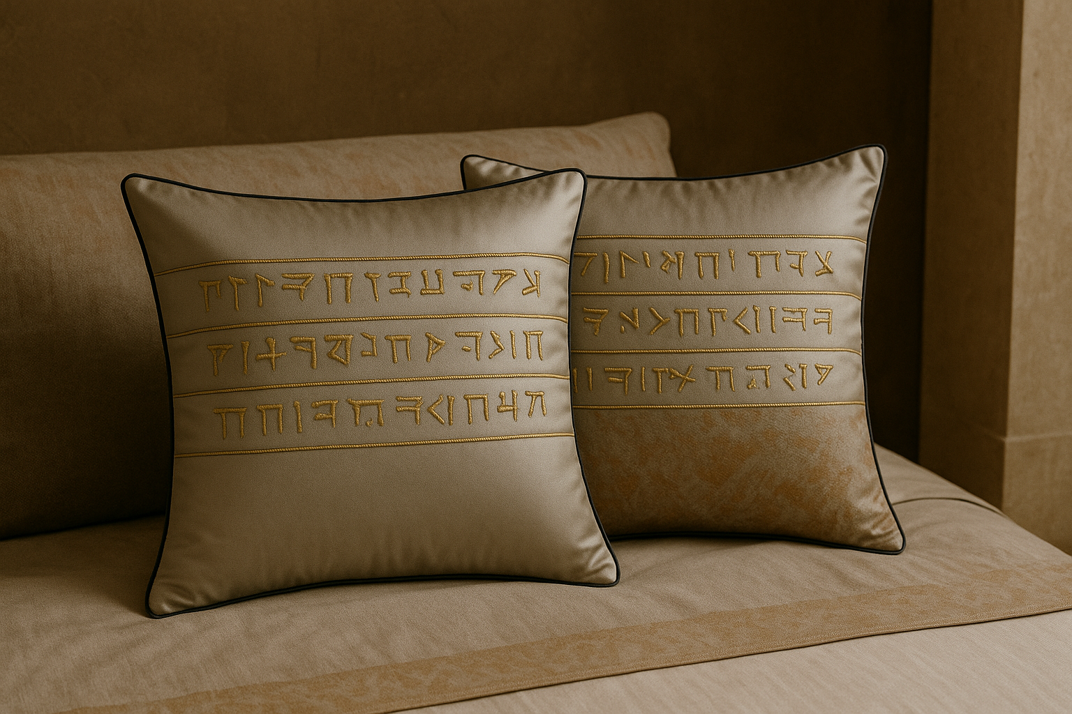 Temple Script Pillow Covers