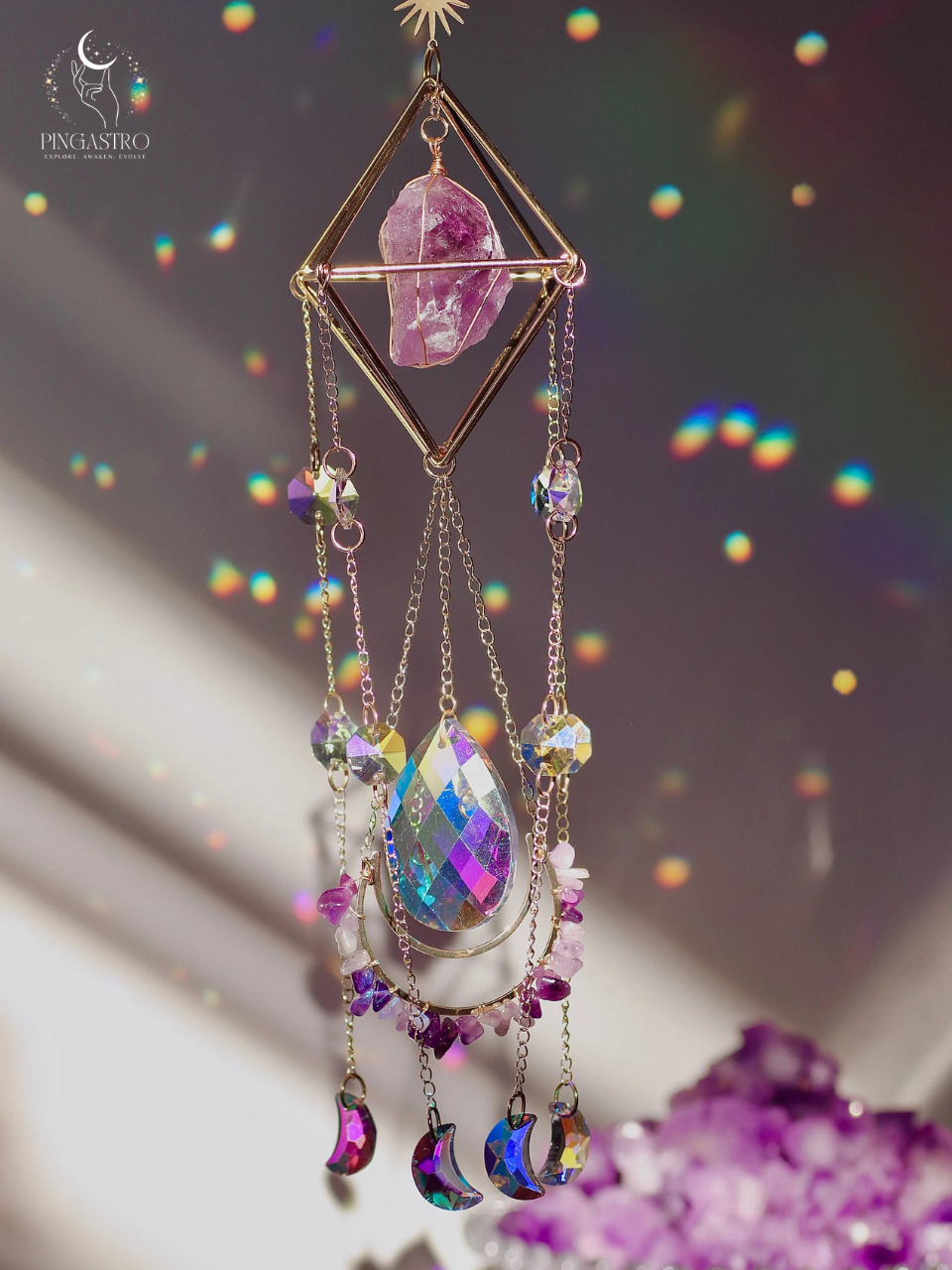 Dreamcatcher Crystal Charm - Healing Crystal Suncatcher