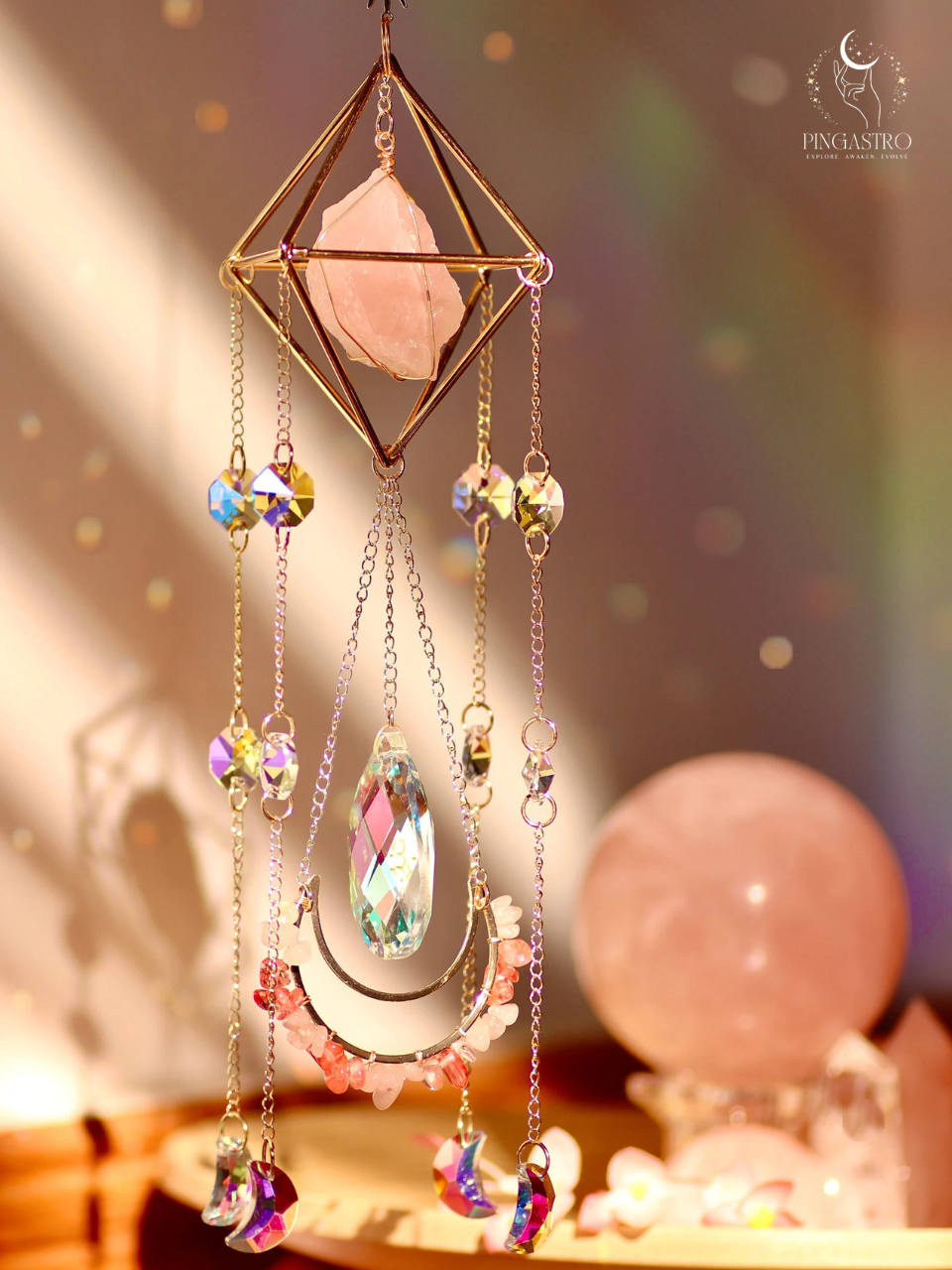 Dreamcatcher Crystal Charm - Healing Crystal Suncatcher