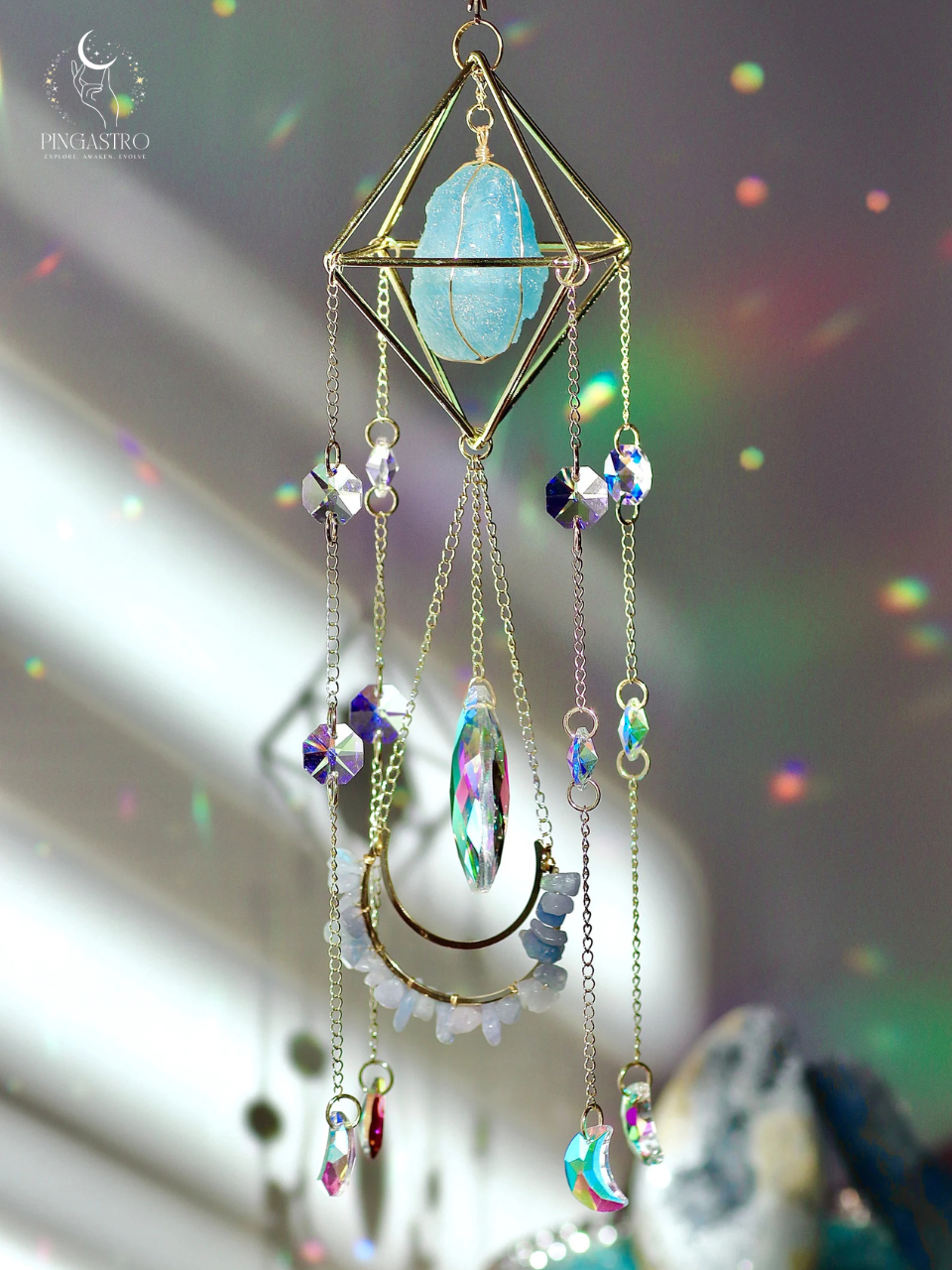 Dreamcatcher Crystal Charm - Healing Crystal Suncatcher