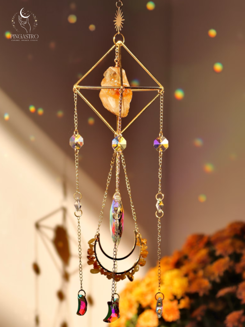 Dreamcatcher Crystal Charm - Healing Crystal Suncatcher