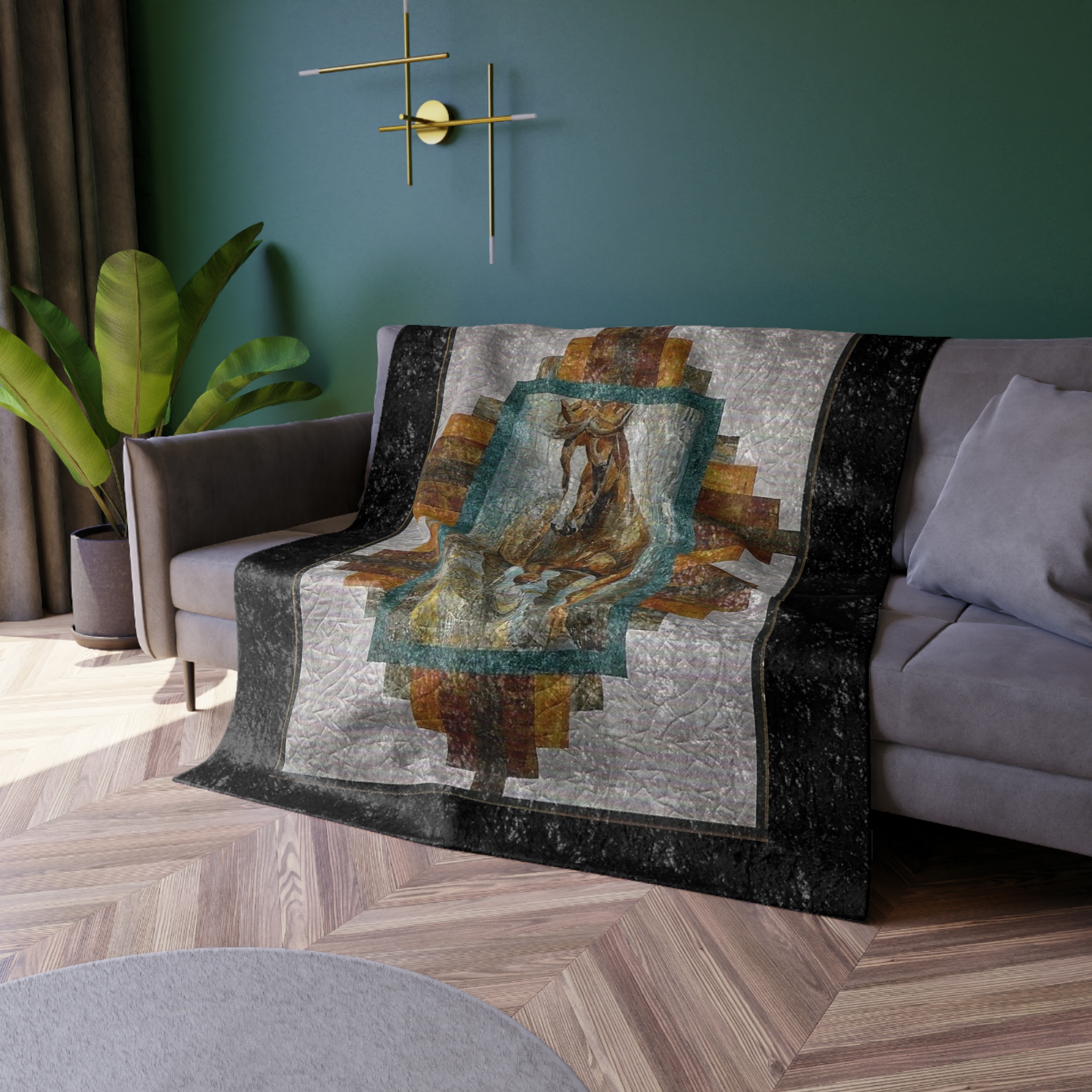 Stepping Stallion Crushed Velvet Blanket 