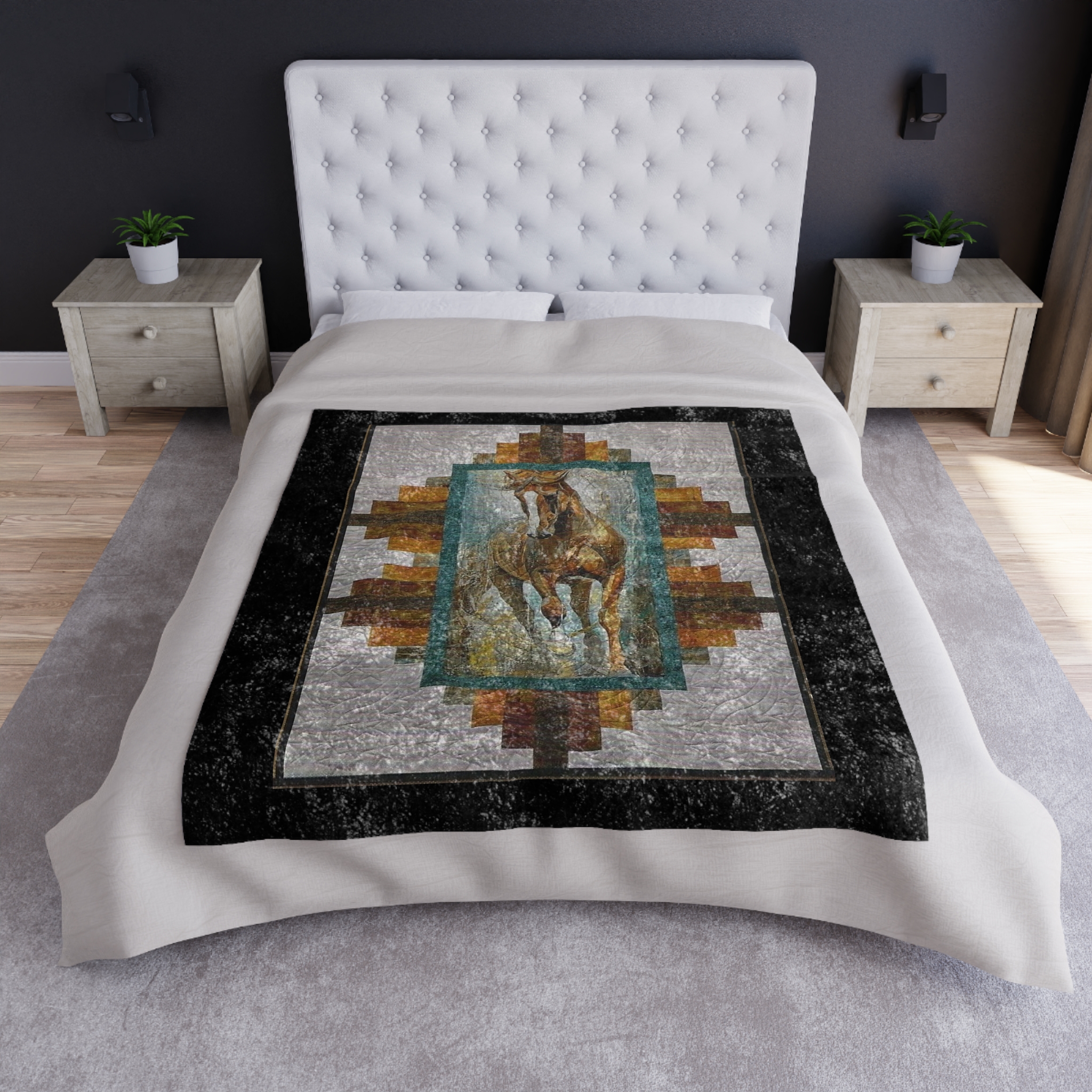Stepping Stallion Crushed Velvet Blanket 