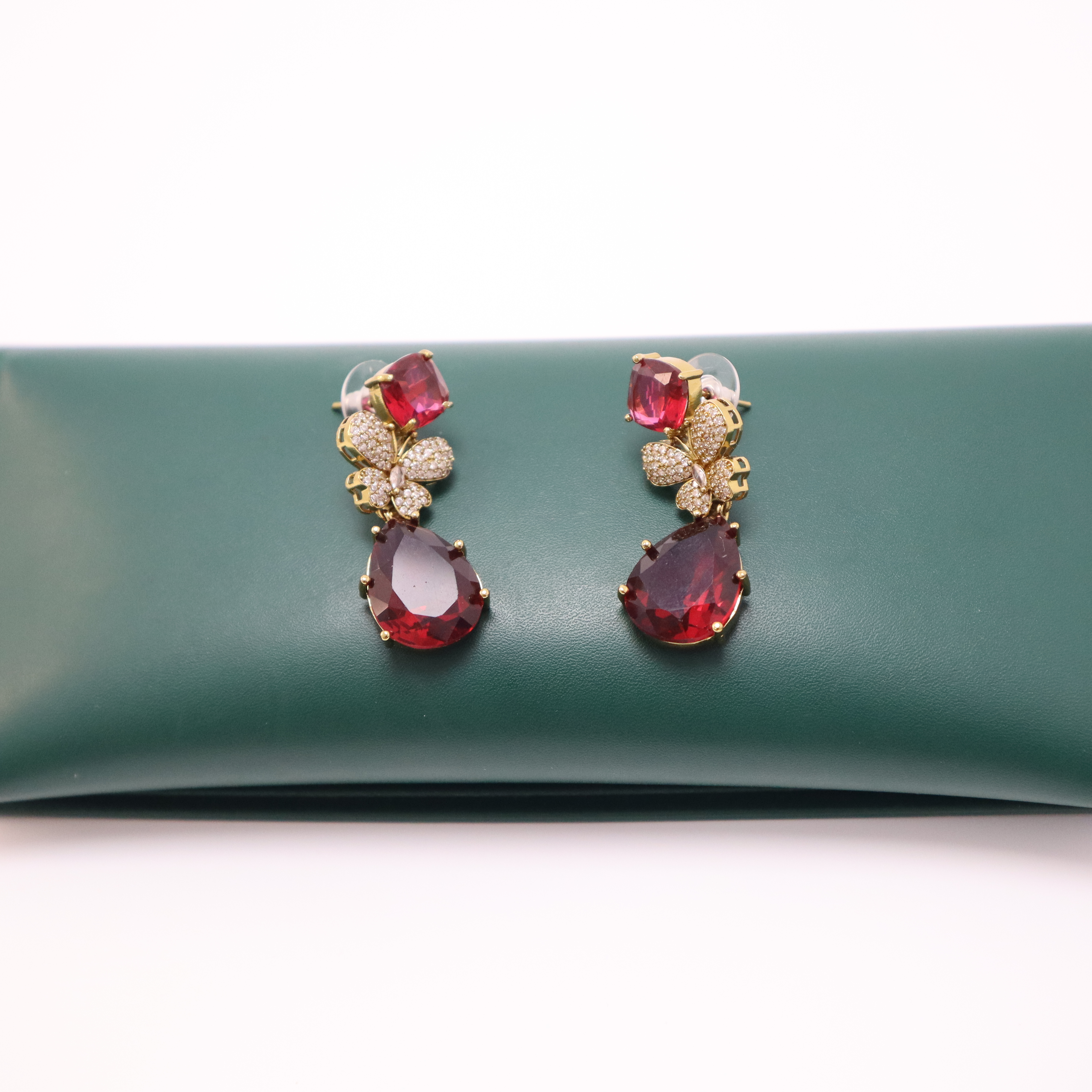 Elegant Ruby and Gold Plated Jewelry Set