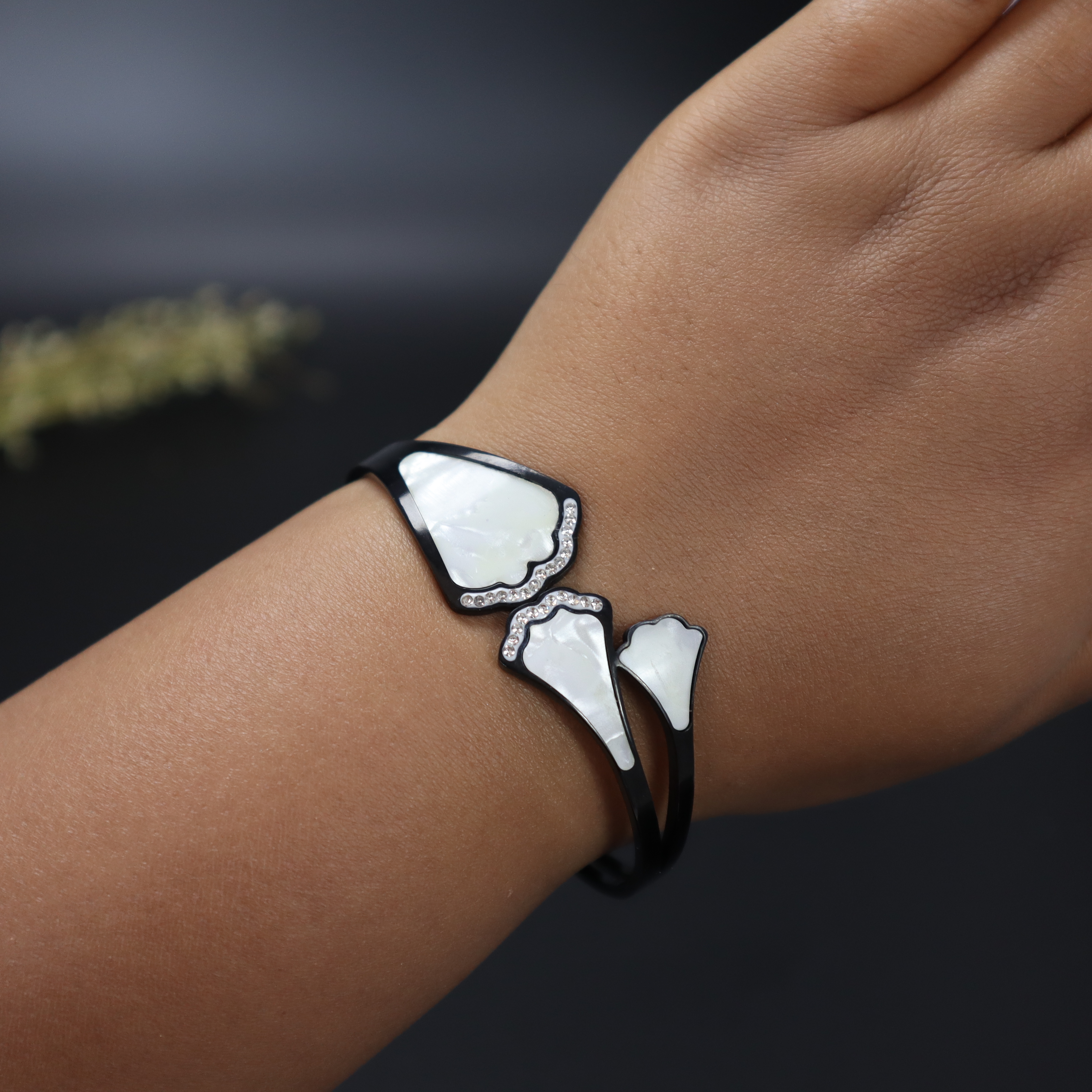 Modern Black Cuff Bracelet for Women & Girls - Adjustable, Anti-Tarnish Fashion Bangle