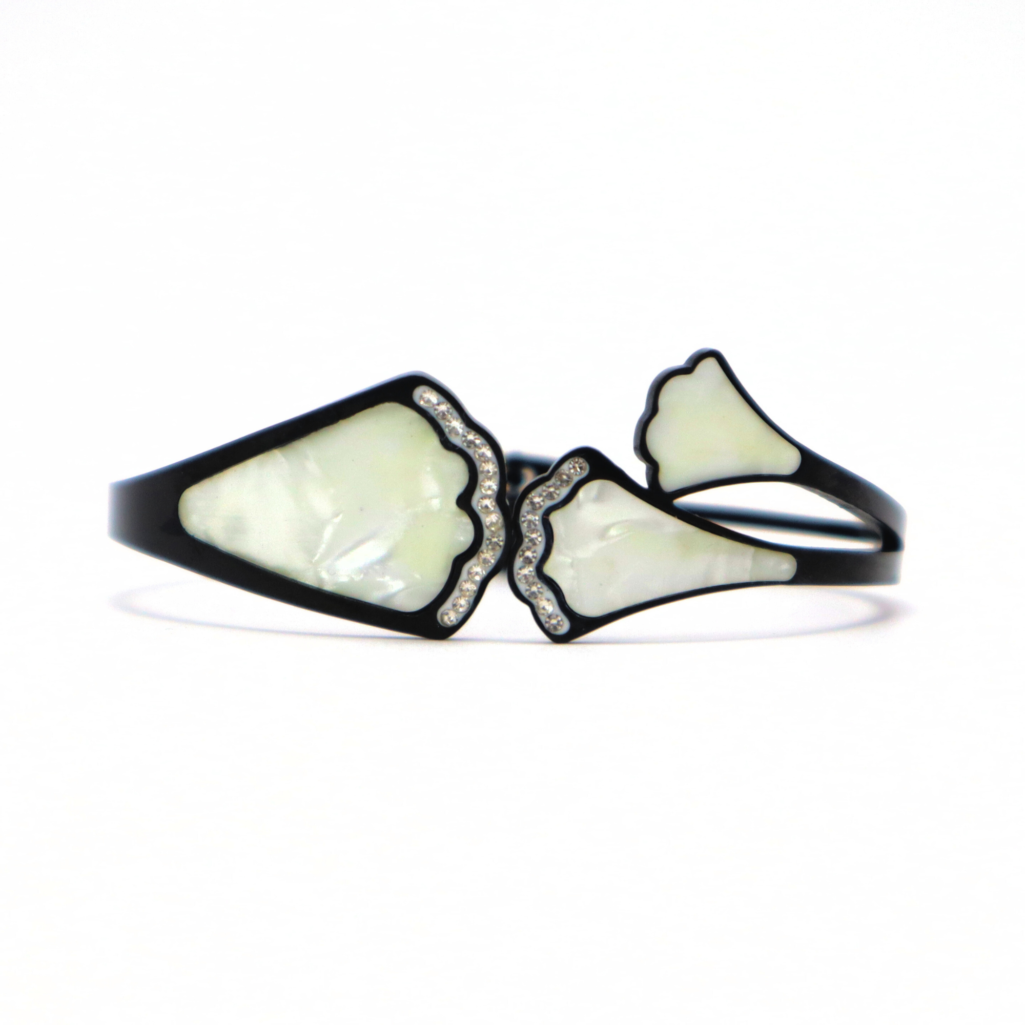 Modern Black Cuff Bracelet for Women & Girls - Adjustable, Anti-Tarnish Fashion Bangle