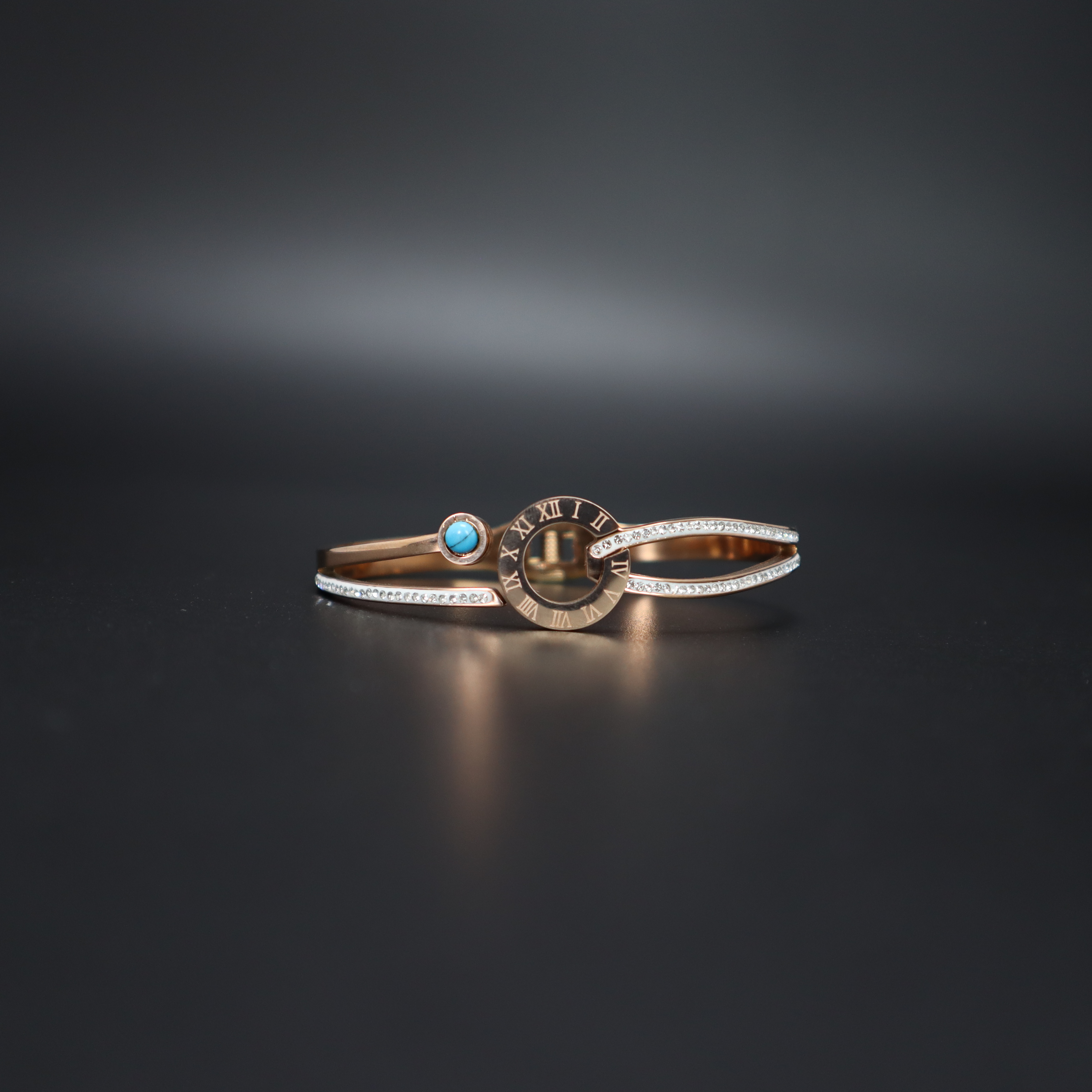 Rose Gold Roman Numeral Bracelet for Women & Girls - Adjustable Bangle